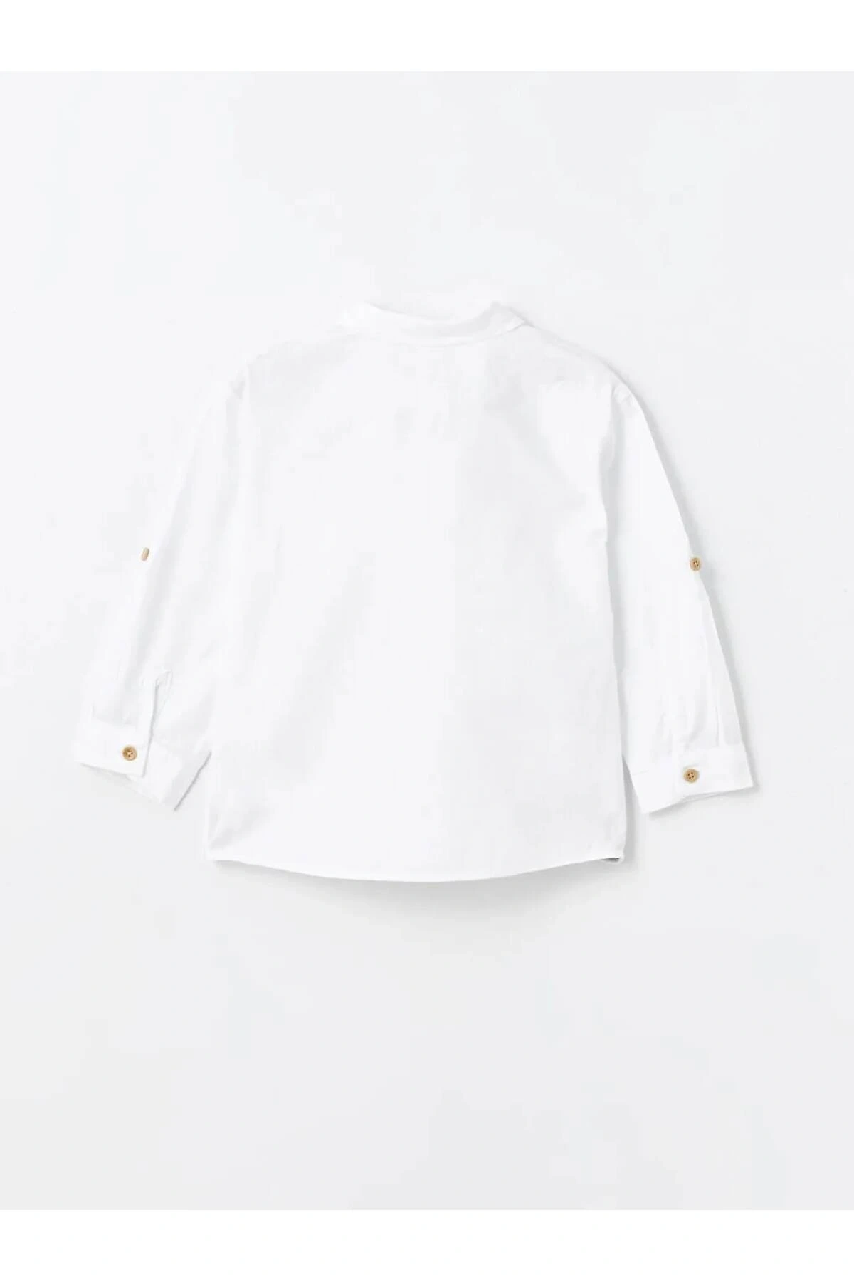 LCW Kids Beyaz Bisiklet Yaka Uzun Kollu Basic Erkek Bebek Gömlek ve Pantolon 2li Takım
