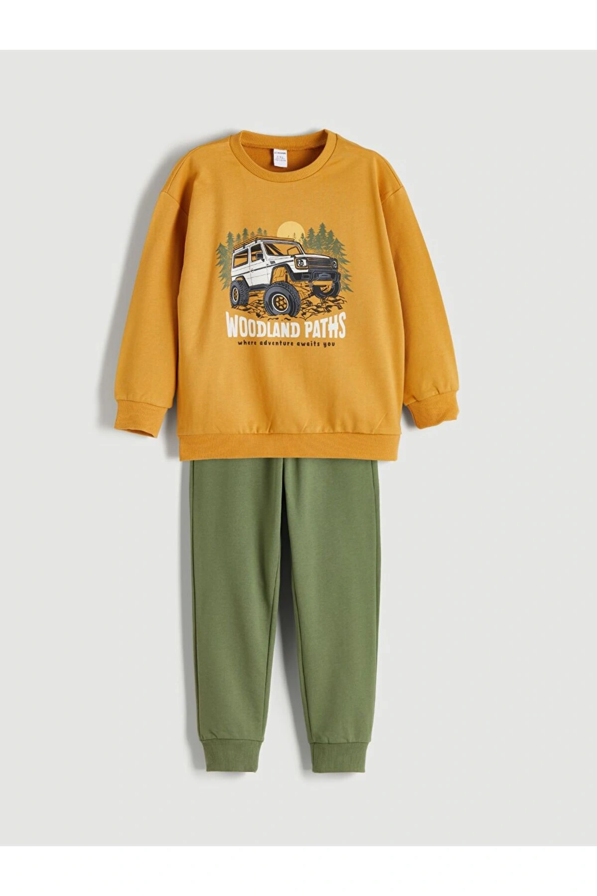 LCW Kids Bisiklet Yaka Baskılı Erkek Bebek Sweatshirt ve Eşofman Alt 2li
