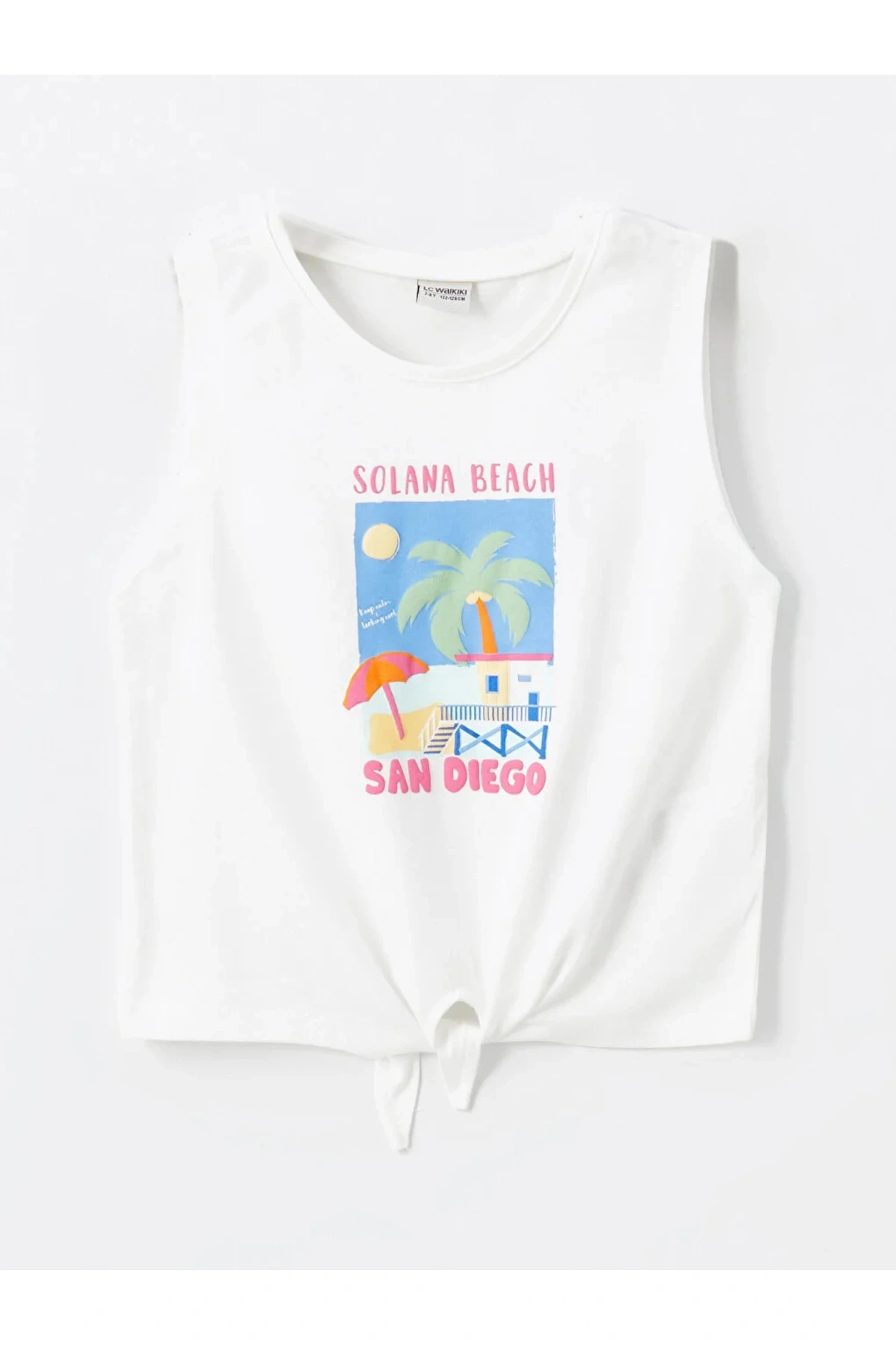 LCW Kids Bisiklet Yaka Baskılı Kız Çocuk Crop Atlet