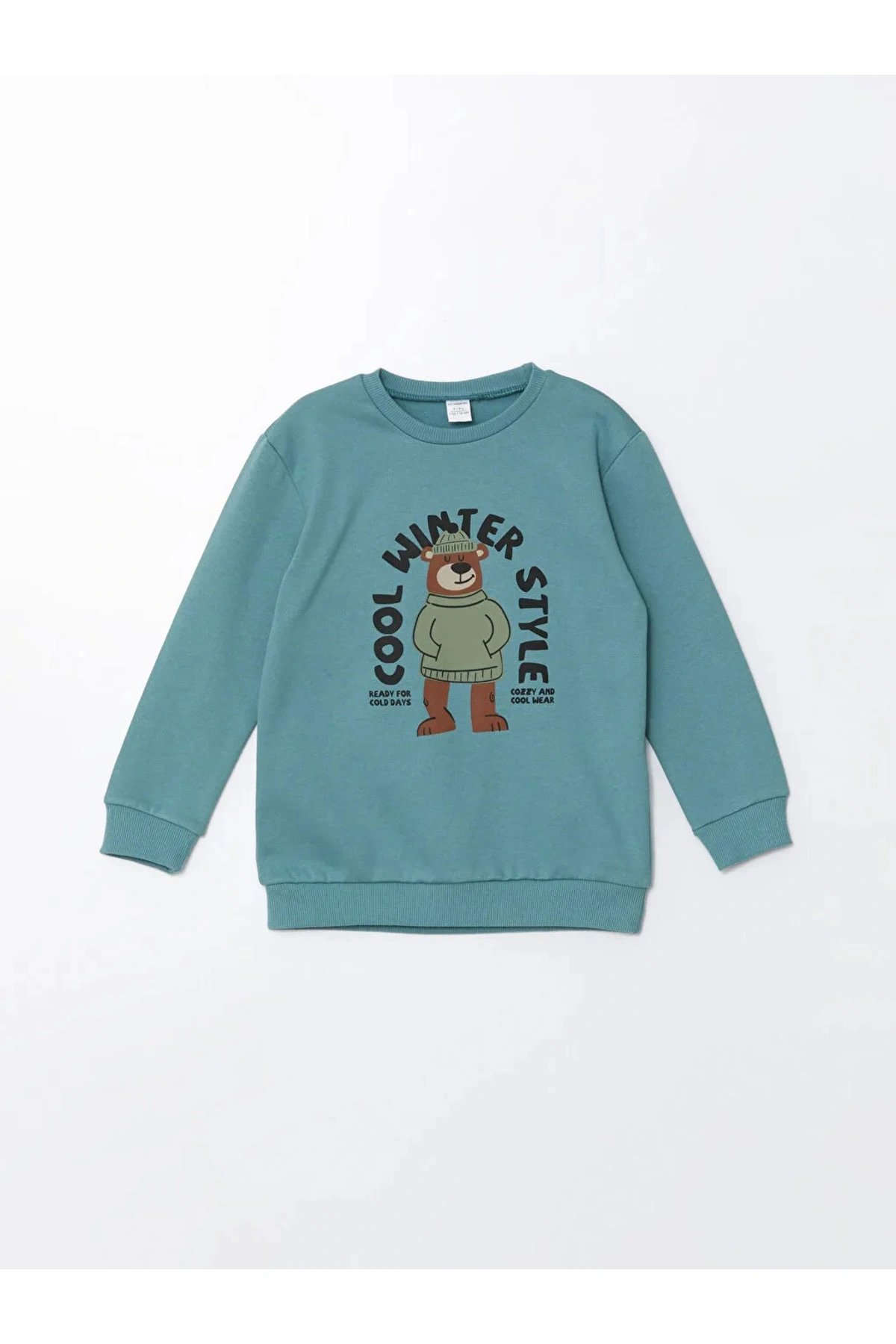 LCW Kids Bisiklet Yaka Kalın Baskılı Erkek Bebek Sweatshirt