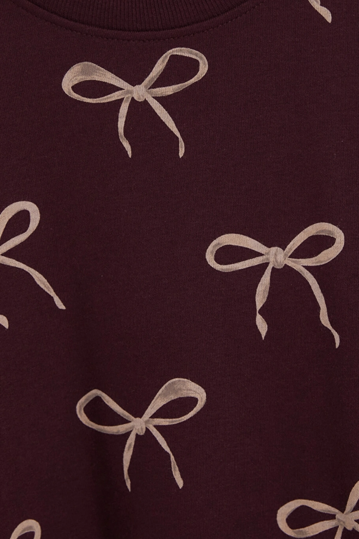 LCW Kids Bordo Baskılı Kız Çocuk Kalın Sweatshirt 2li