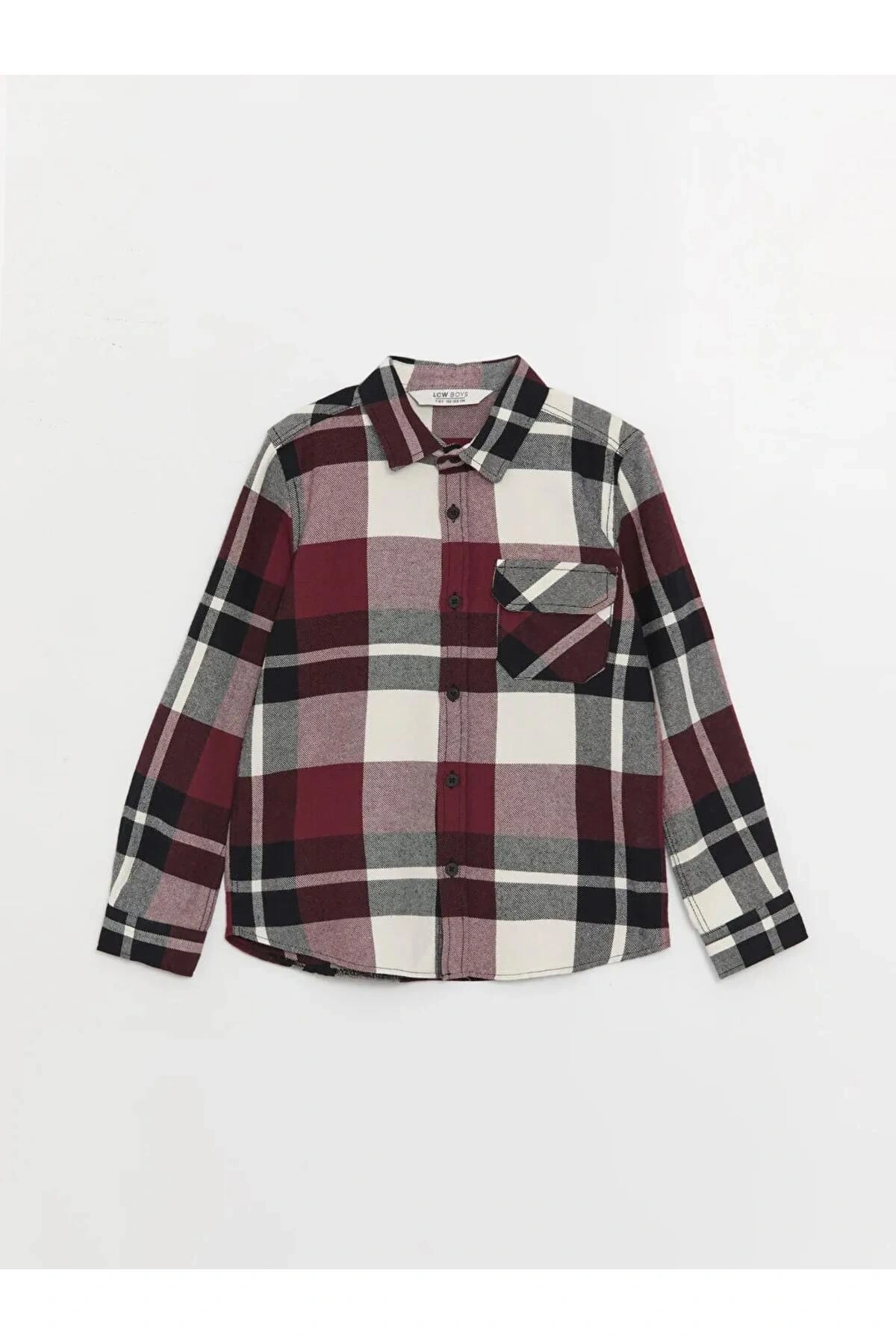 LCW Kids Bordo Ekose Uzun Kollu Erkek Çocuk Gömlek