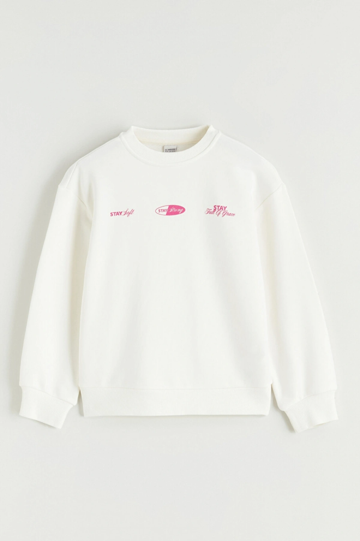 LCW Kids Ekru Baskılı Kız Çocuk Sweatshirt