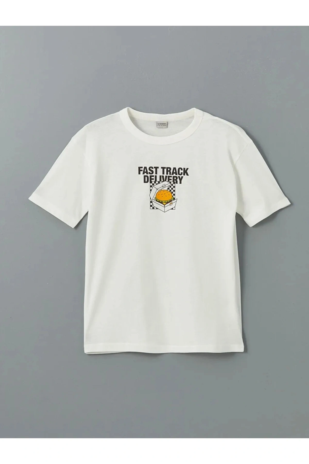 LCW Kids Ekru Bisiklet Yaka Erkek Çocuk Tişört