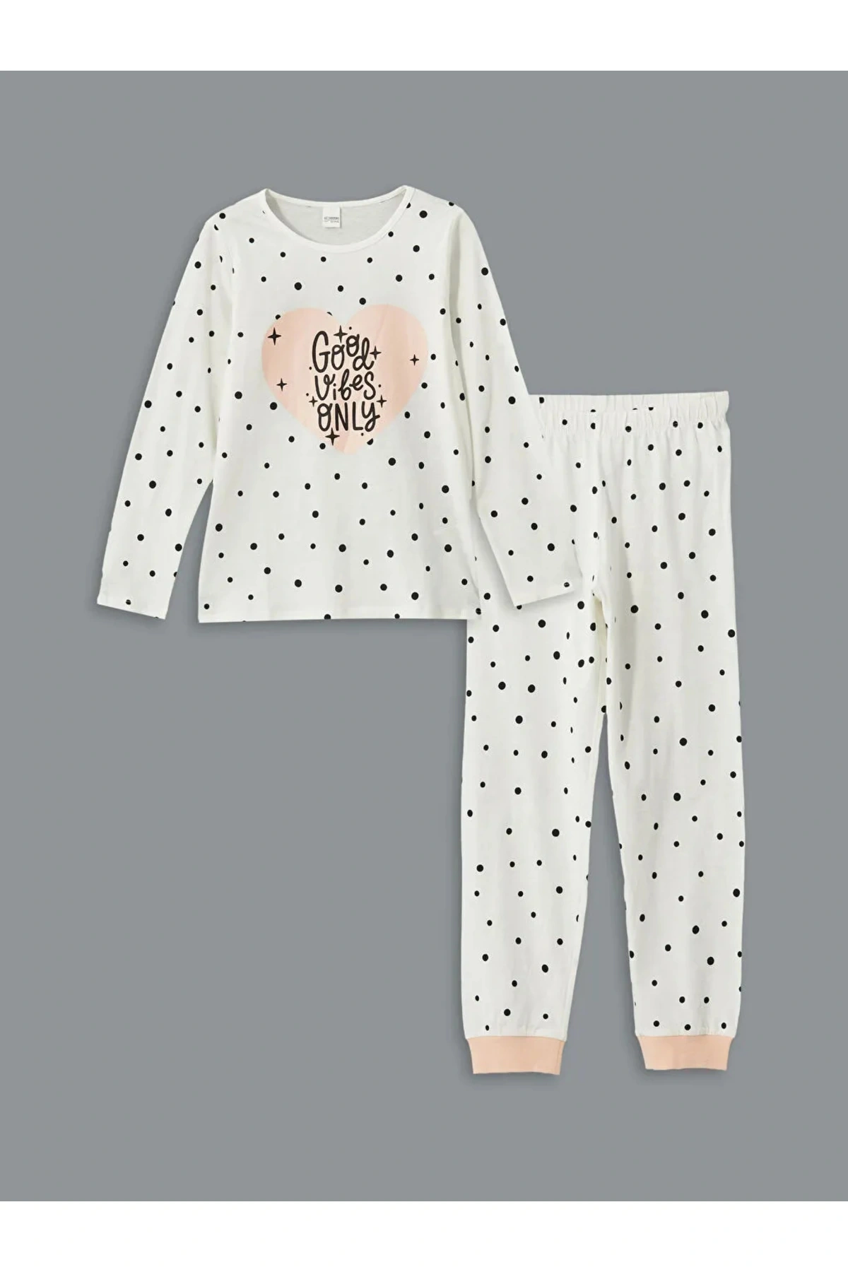 LCW Kids Ekru Bisiklet Yaka Kız Çocuk Pijama Takımı T T
