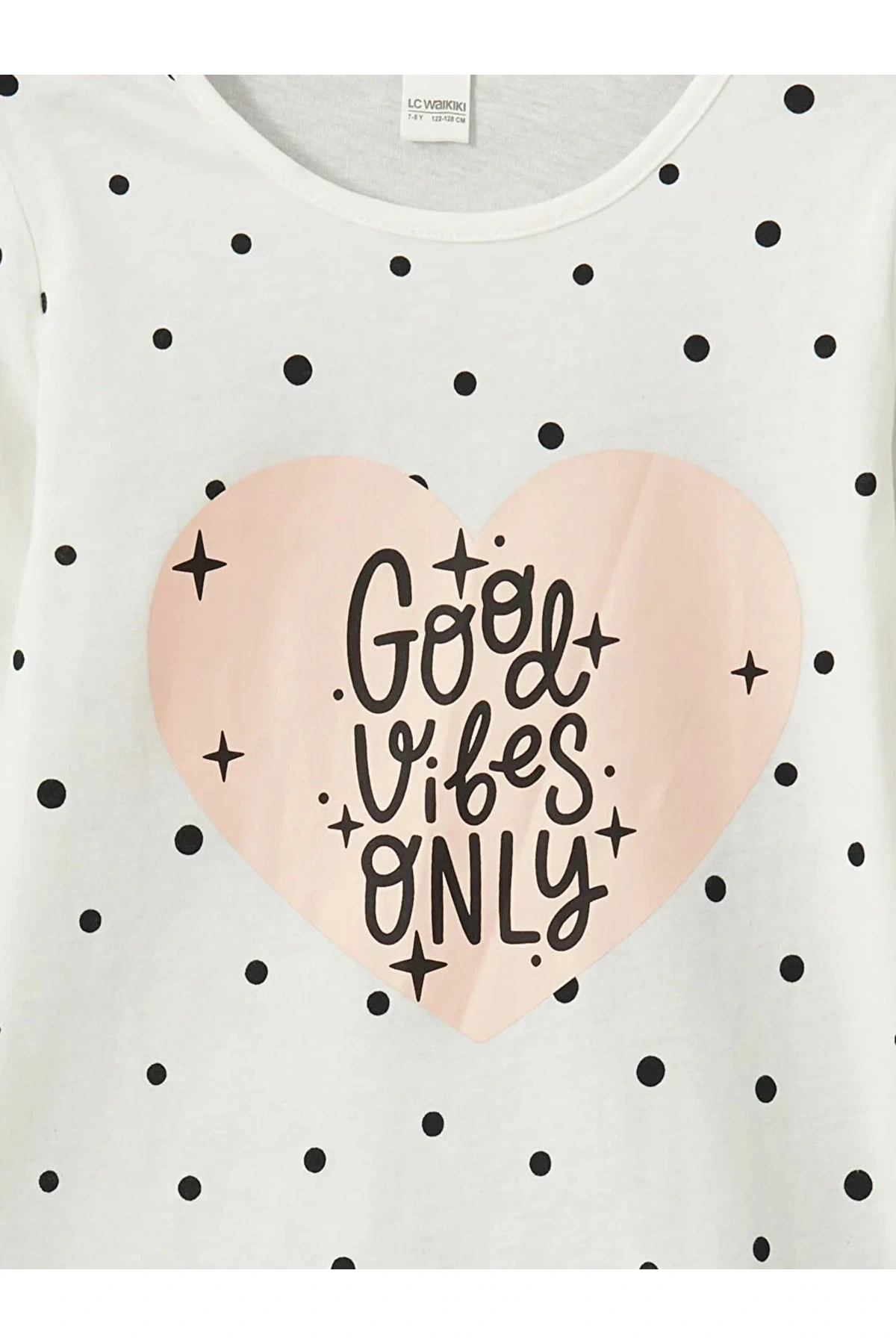 LCW Kids Ekru Bisiklet Yaka Kız Çocuk Pijama Takımı T T