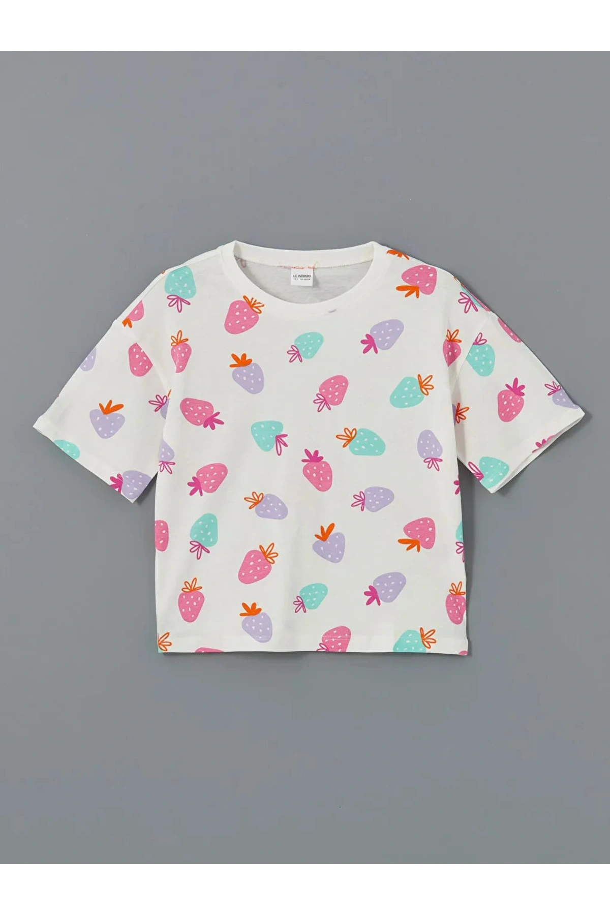 LCW Kids Ekru Bisiklet Yaka Kız Çocuk Şortlu Pijama Takımı