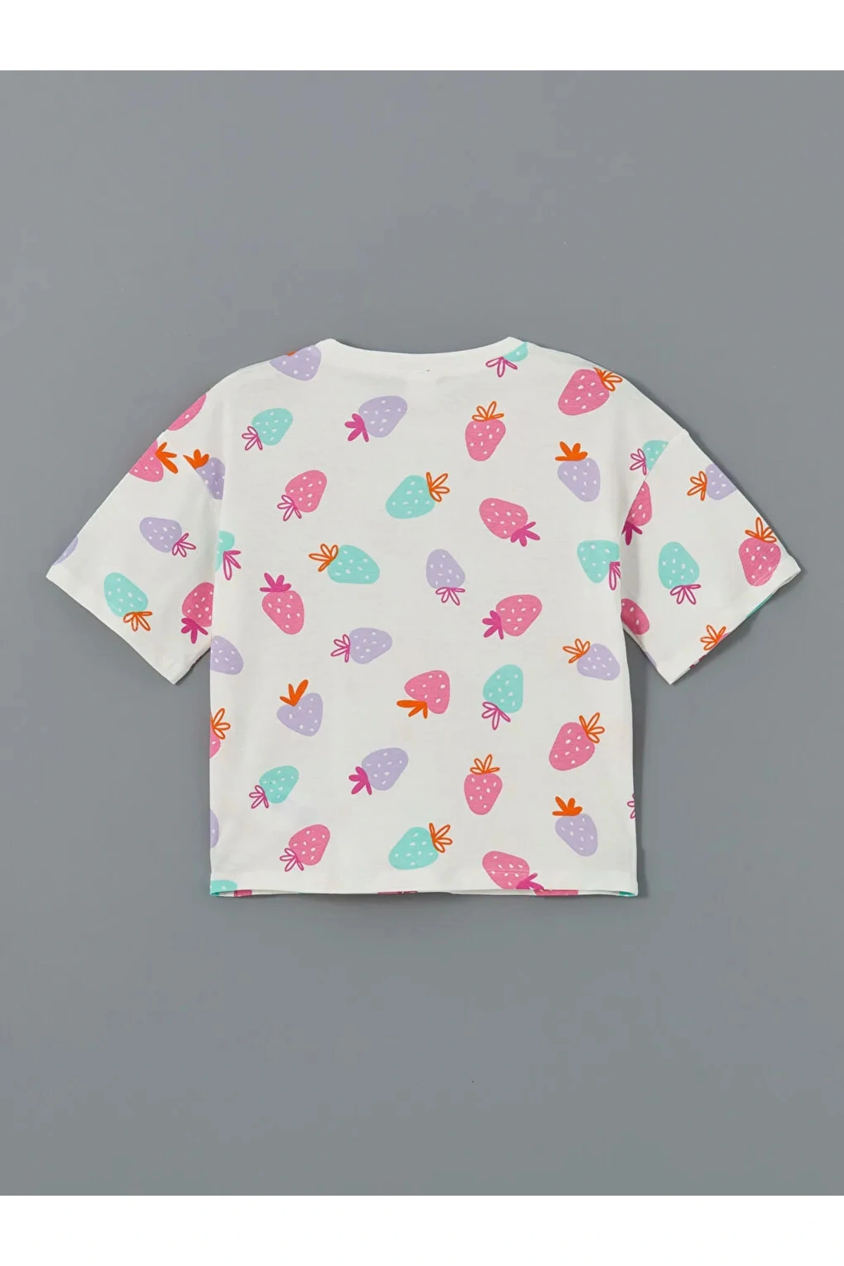 LCW Kids Ekru Bisiklet Yaka Kız Çocuk Şortlu Pijama Takımı