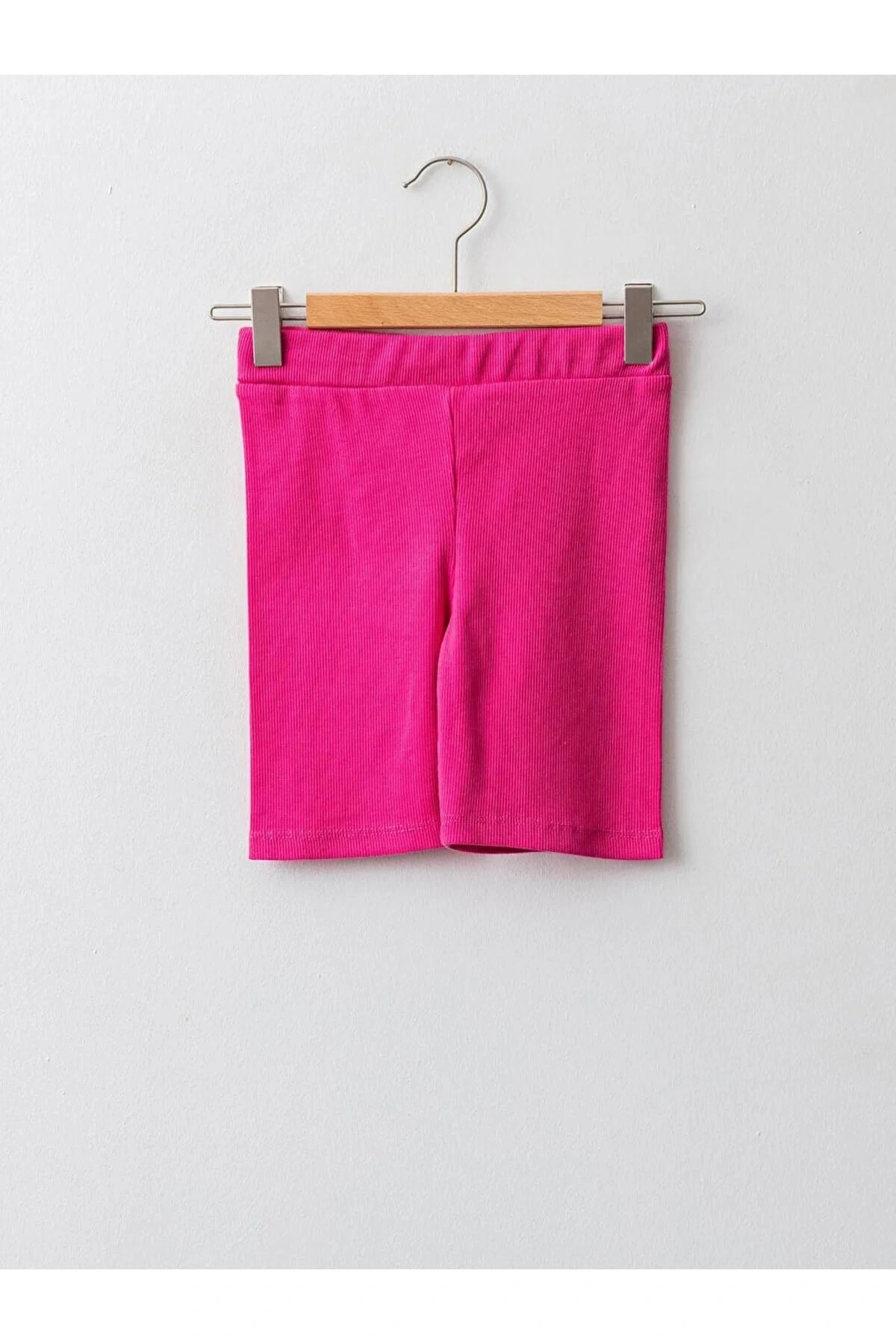 LCW Kids Fuşya Beli Lastikli Basic Pamuklu Kız Çocuk Kısa Tayt