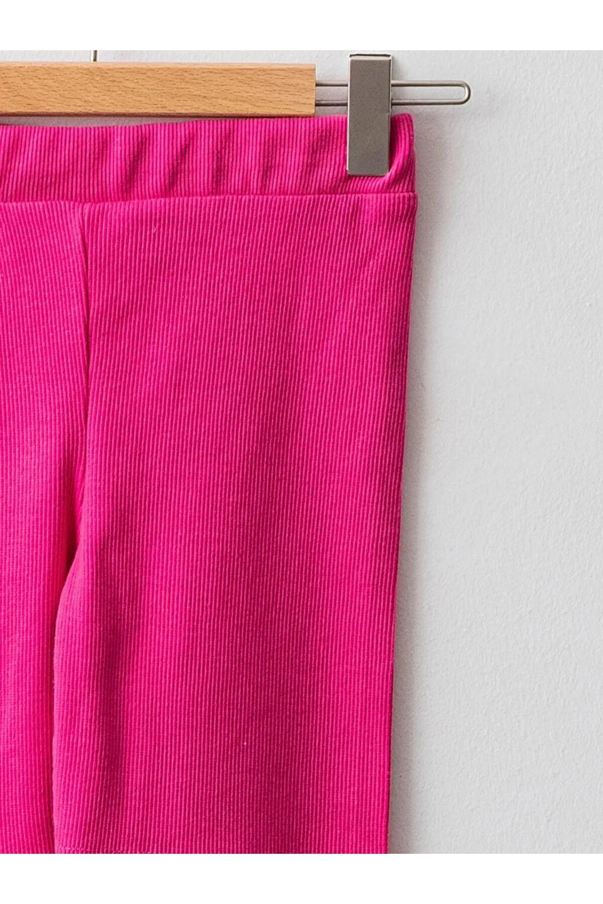 LCW Kids Fuşya Beli Lastikli Basic Pamuklu Kız Çocuk Kısa Tayt