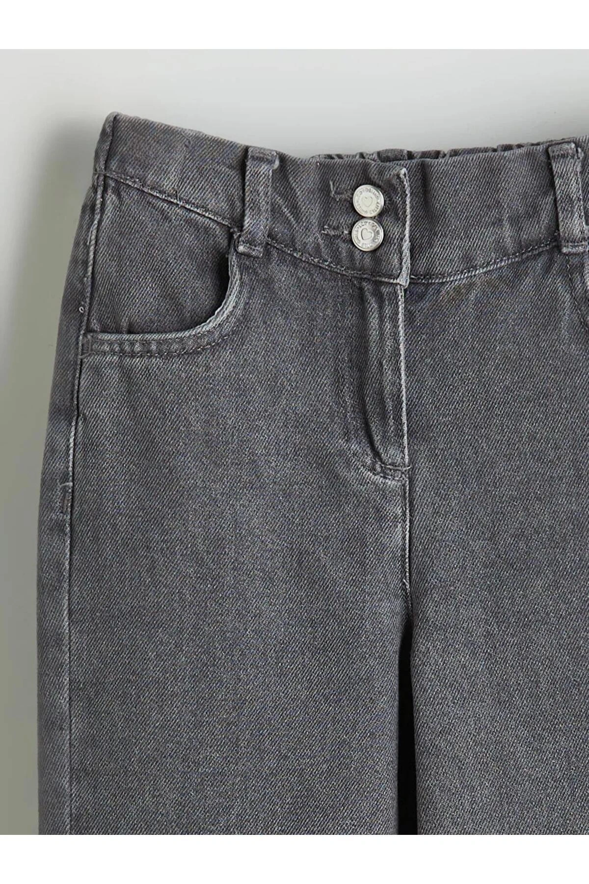 LCW Kids Gri Beli Ayarlanabilir Lastikli Kız Çocuk Jean Pantolon