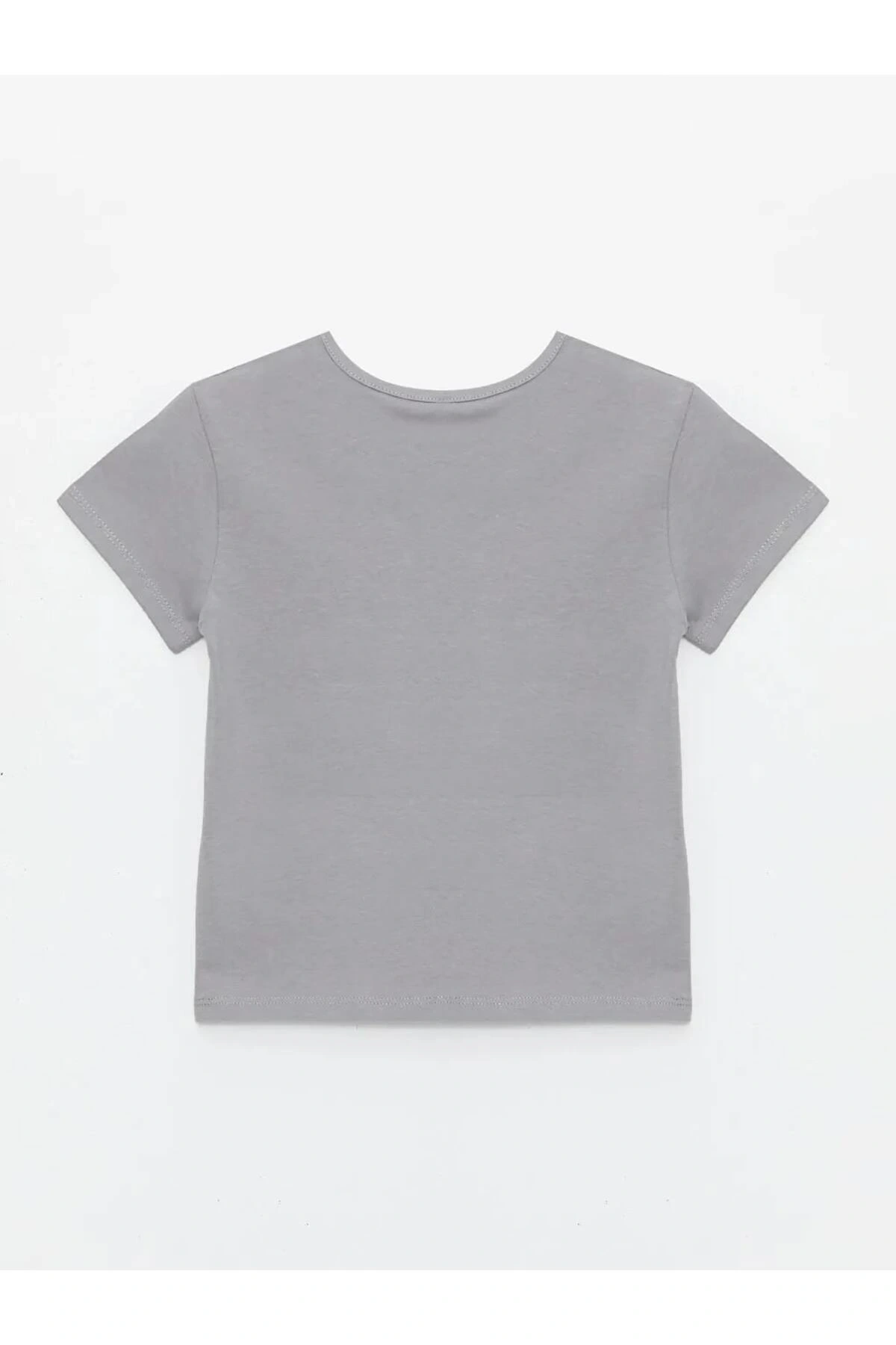 LCW Kids Gri Bisiklet Yaka Basic Kız Bebek Tişört 3lü