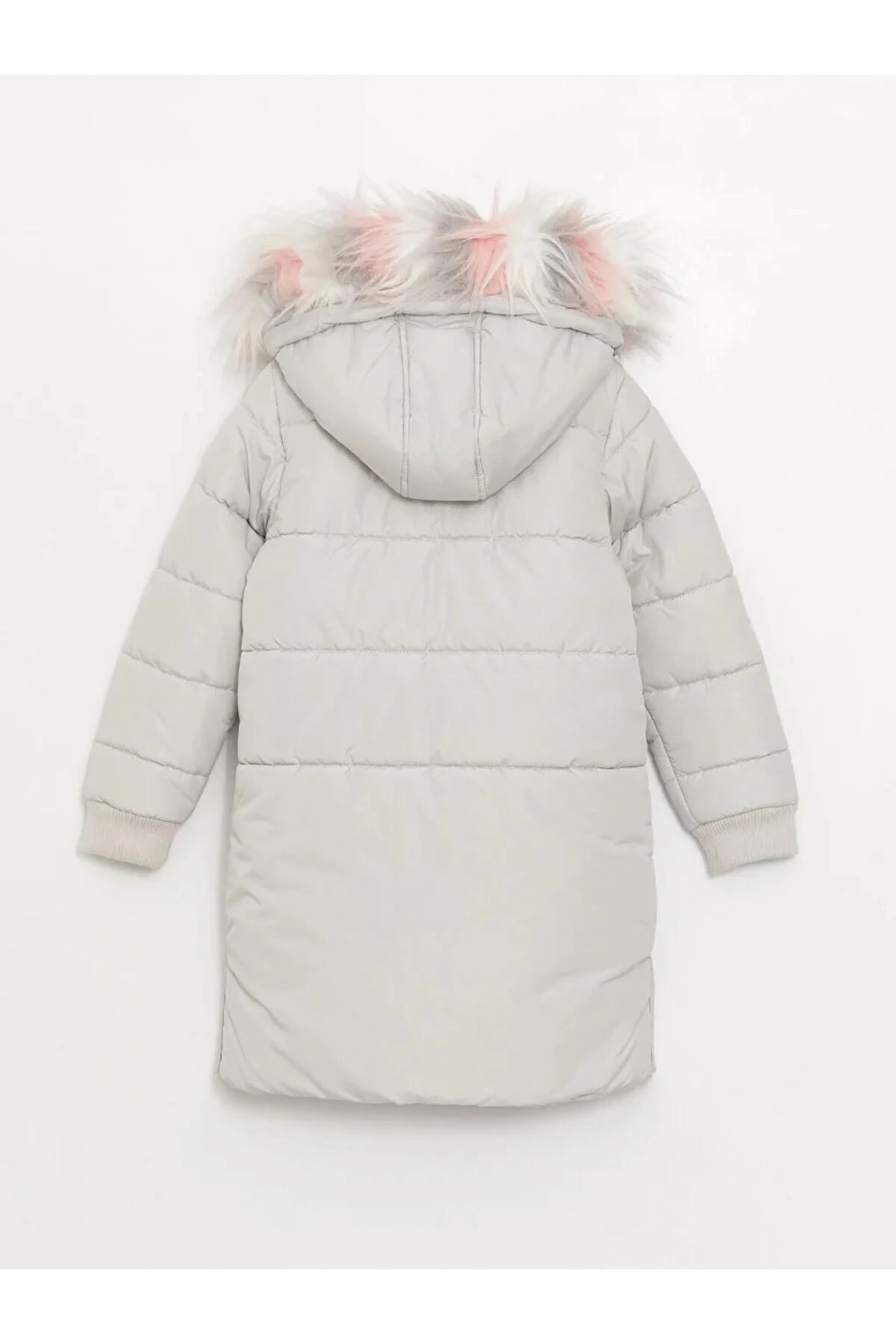 LCW Kids Gri Kapüşonlu Kız Çocuk Kaban