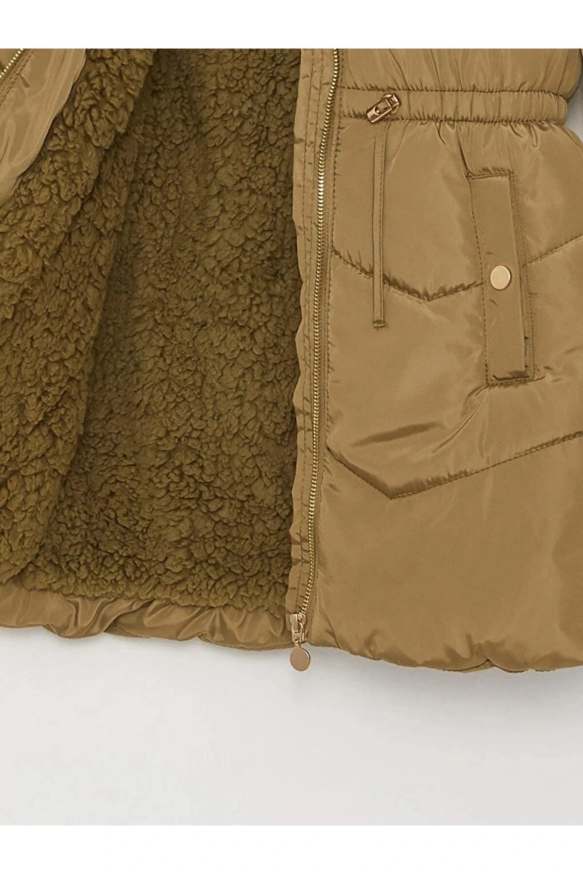 LCW Kids Haki Kapüşonlu Basic Kız Çocuk Parka