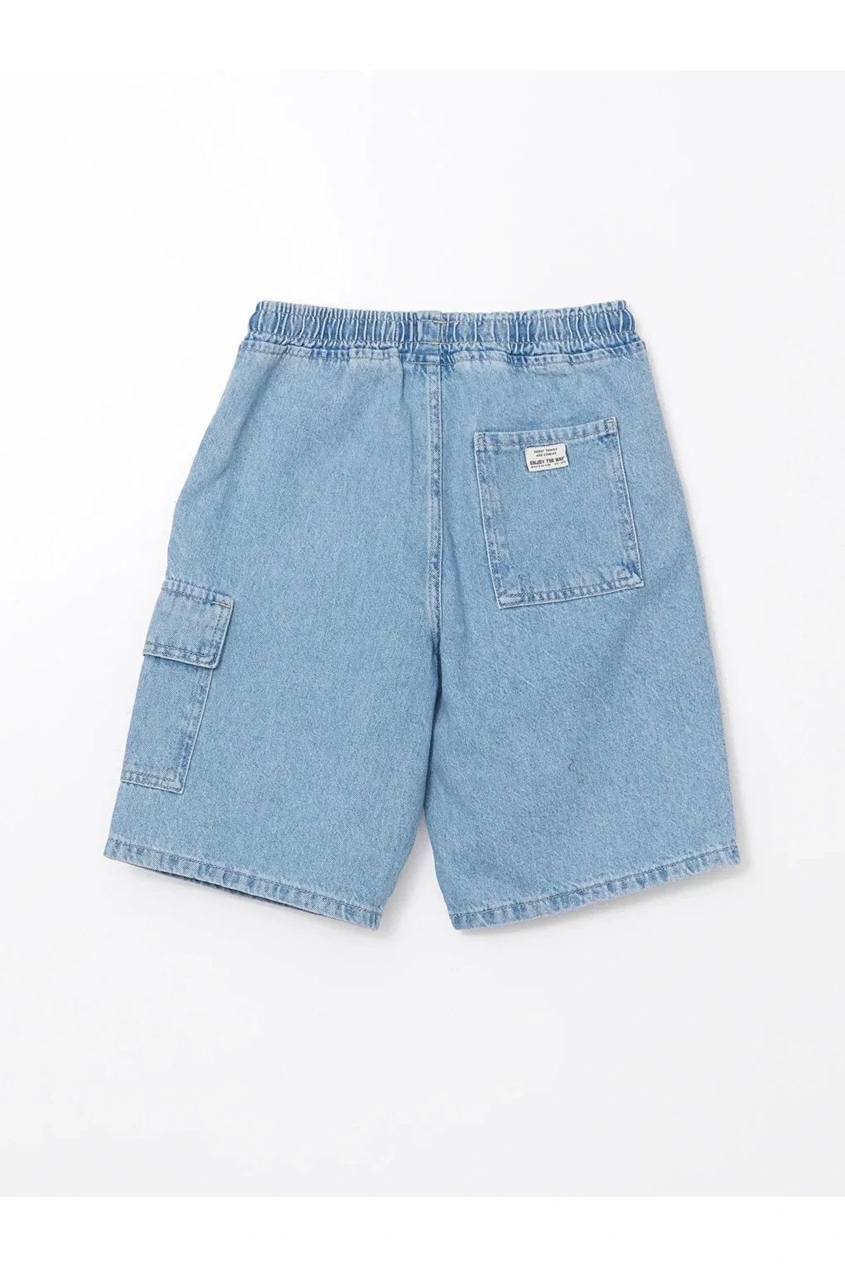 LCW Kids Indigo Beli Lastikli %100 Pamuk Erkek Çocuk Kargo Jean Şort