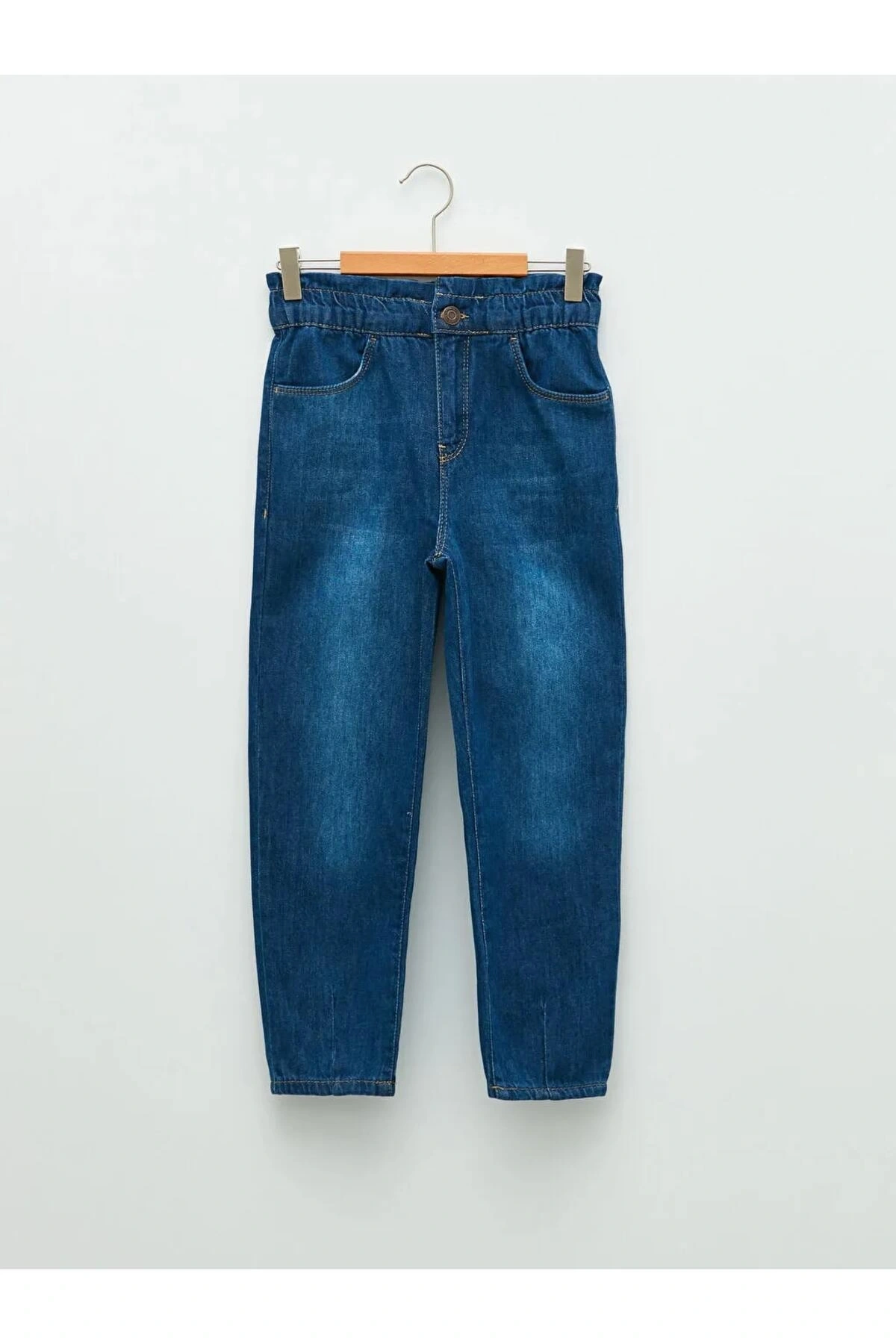 LCW Kids İndigo Beli Lastikli Kız Çocuk Jean Pantolon