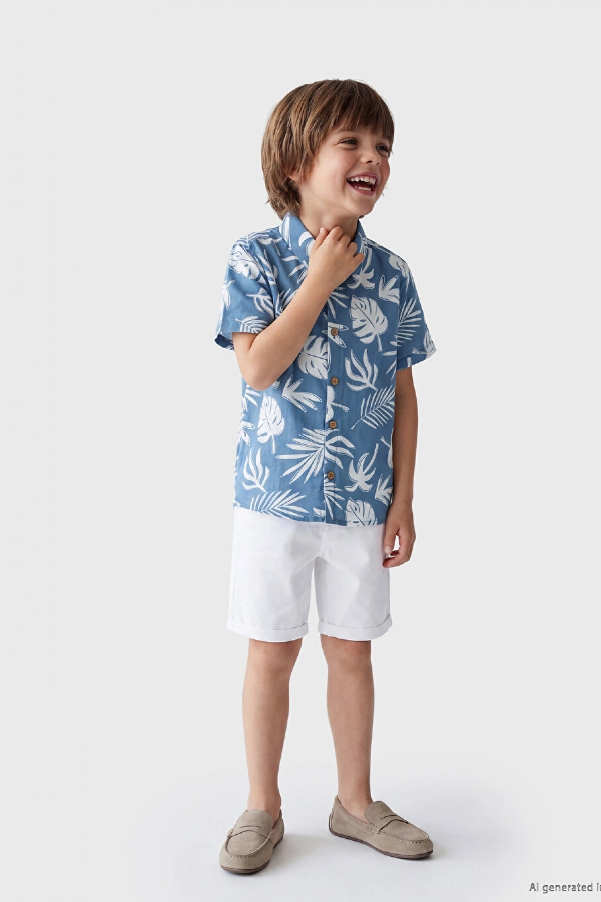 LCW Kids Indigo Erkek Bebek Gömlek Ve Şort
