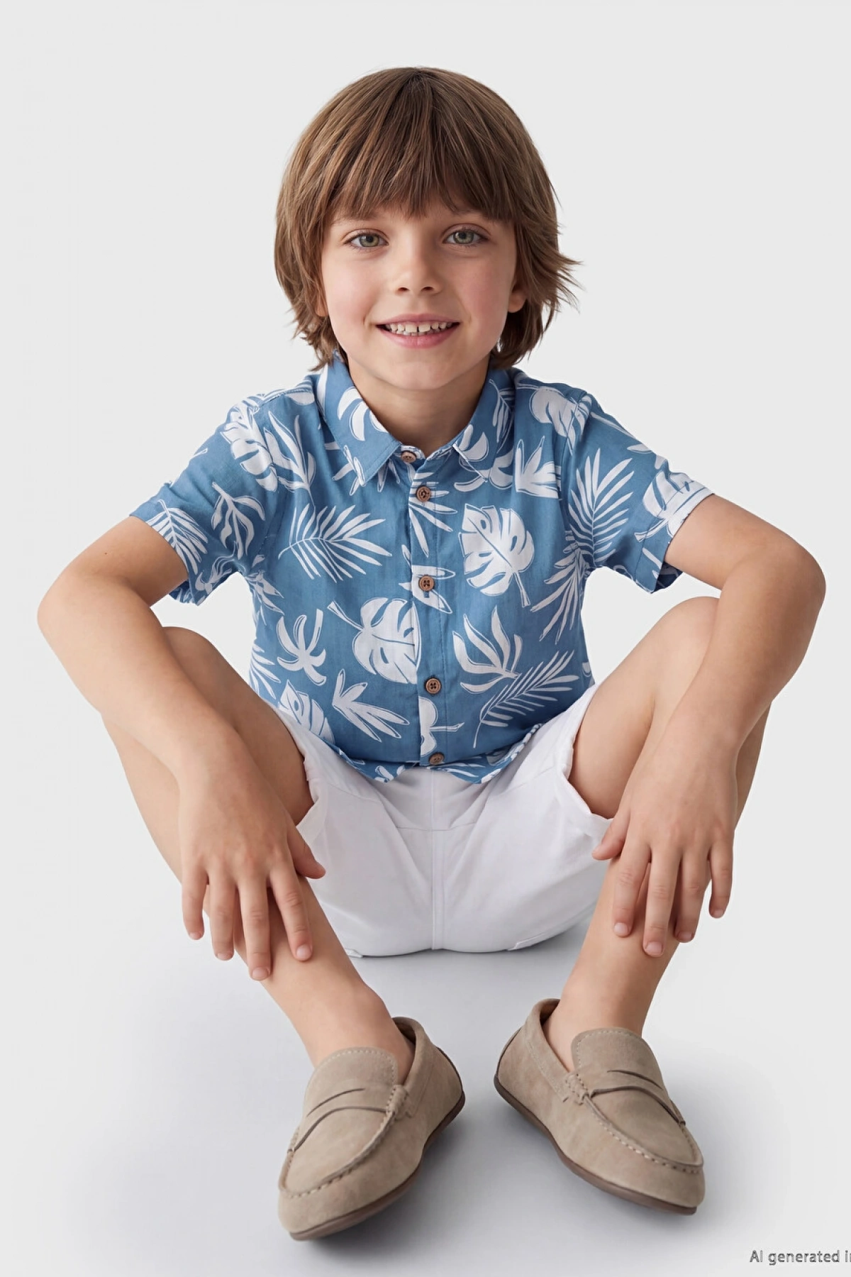 LCW Kids Indigo Erkek Bebek Gömlek Ve Şort
