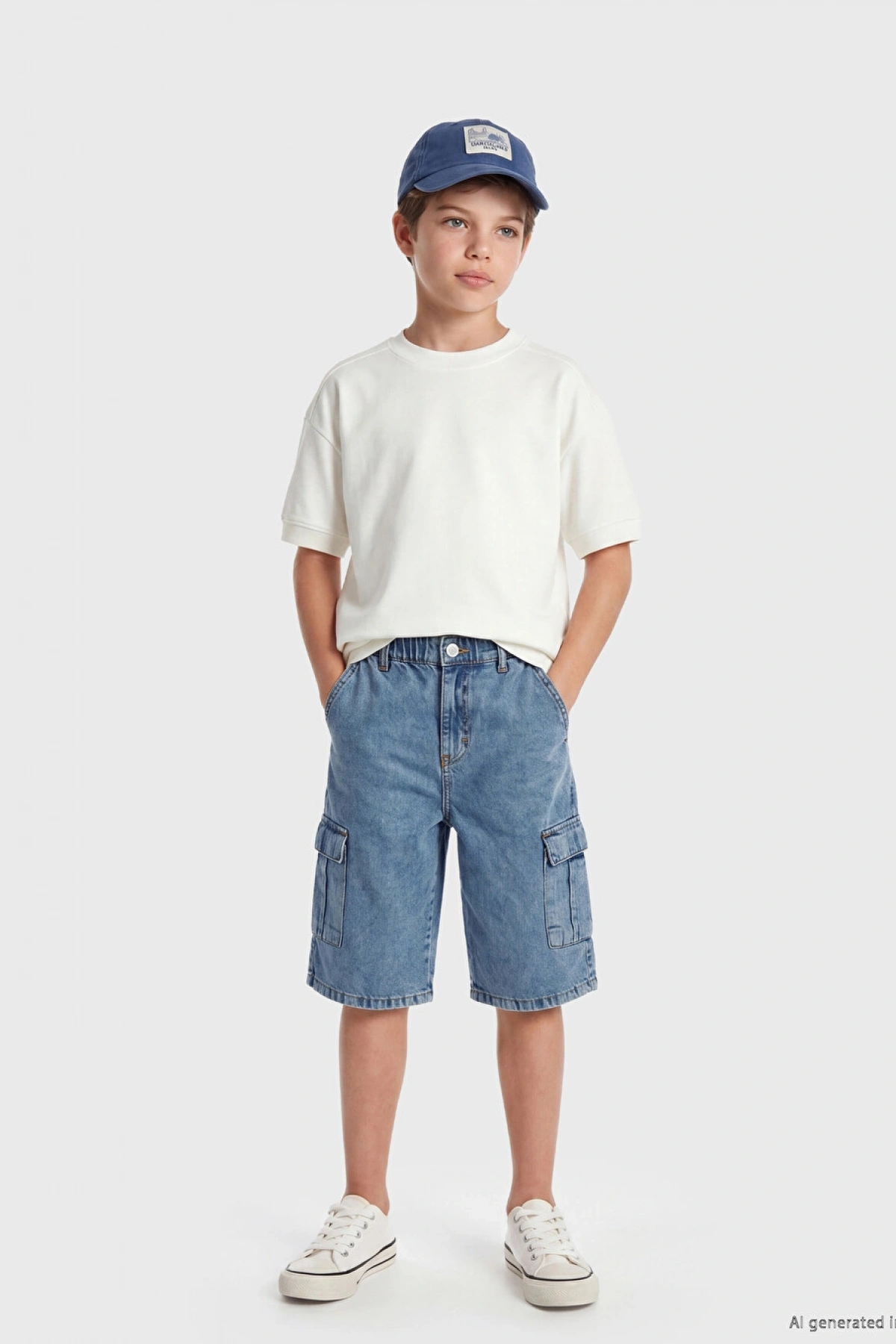 LCW Kids Indigo Erkek Çocuk Kargo Jean Şort