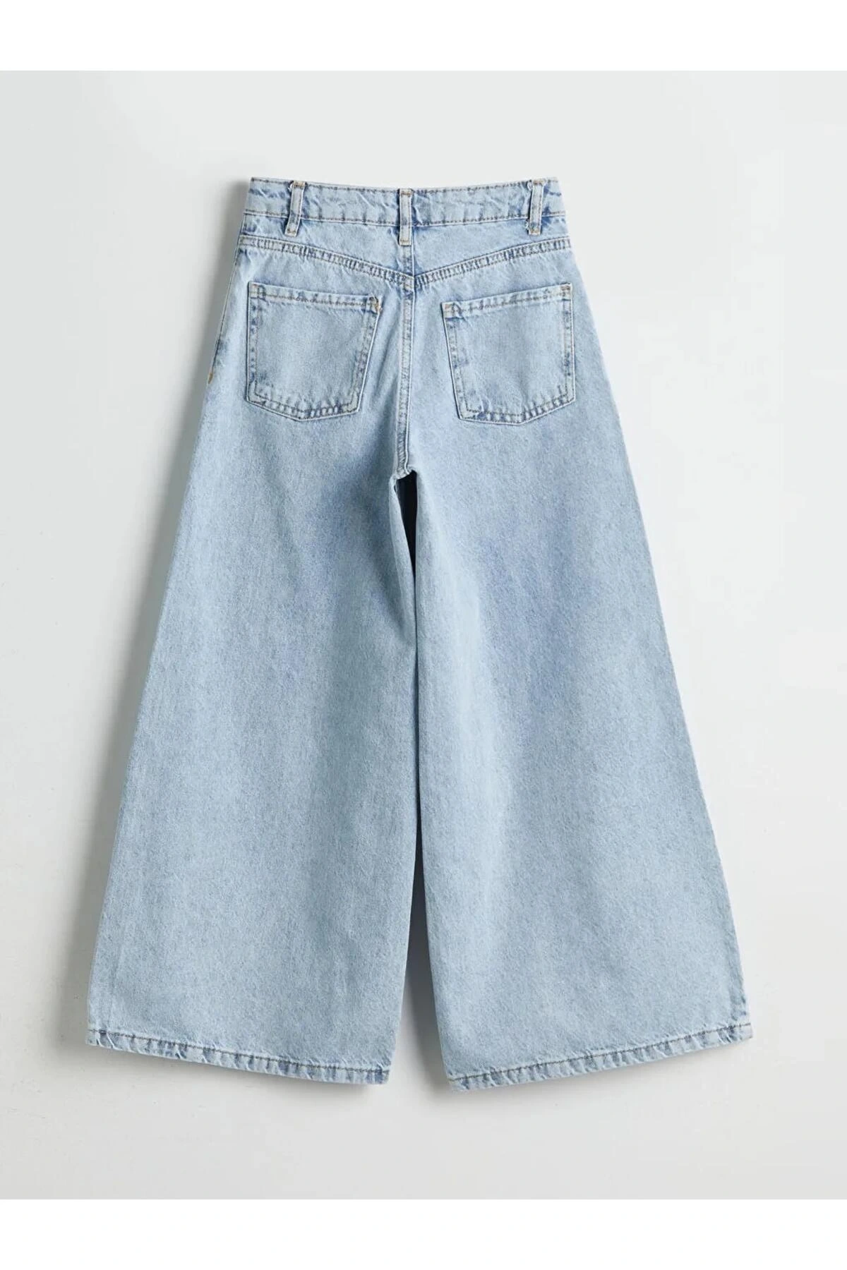 LCW Kids Indigo Wideleg Taşlı Kız Çocuk Jean Pantolon