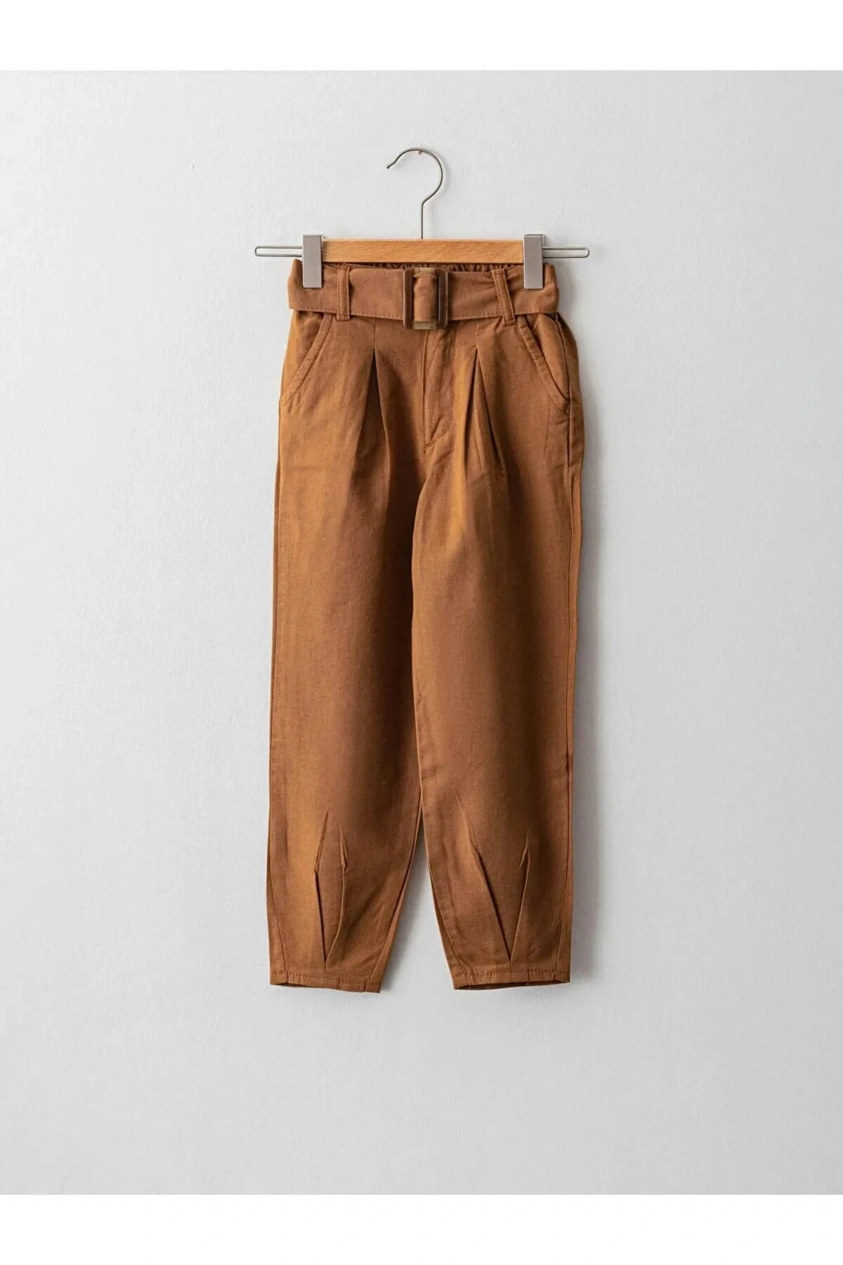 LCW Kids Kahverengi Beli Lastikli Basic Kız Çocuk Pantolon