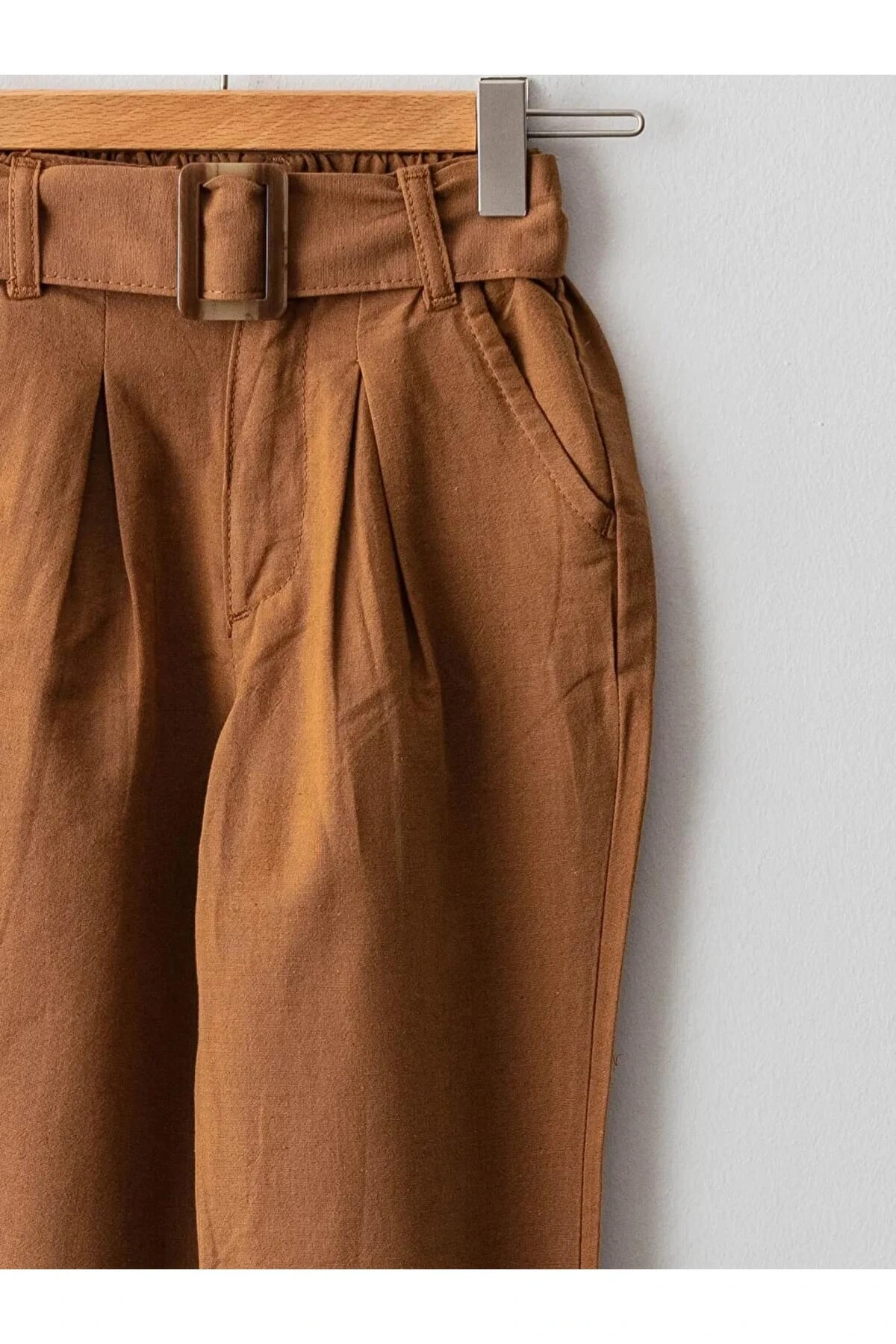 LCW Kids Kahverengi Beli Lastikli Basic Kız Çocuk Pantolon