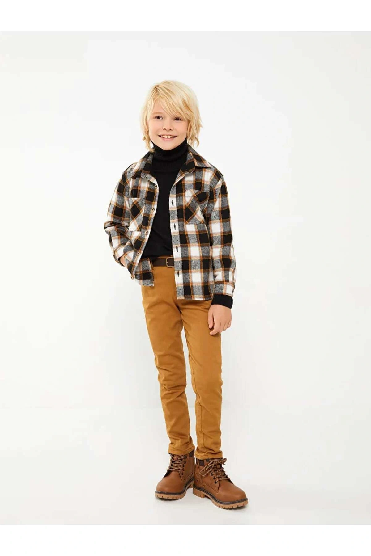 LCW Kids Kahverengi Super Skinny Fit Basic Gabardin Erkek Çocuk Pantolon