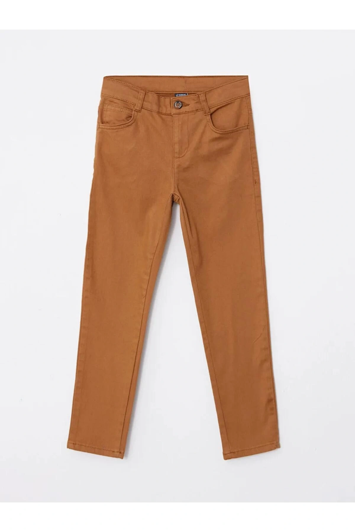 LCW Kids Kahverengi Super Skinny Fit Basic Gabardin Erkek Çocuk Pantolon