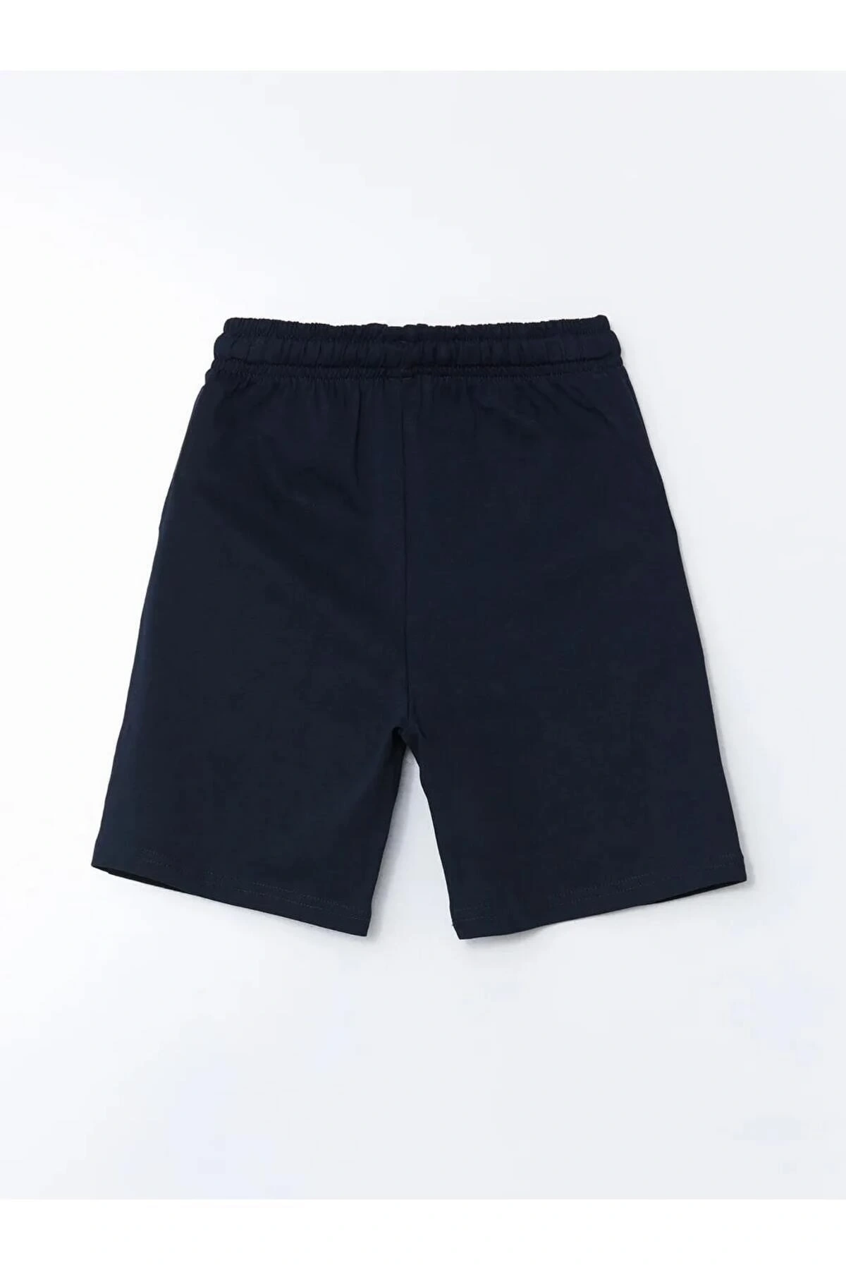 LCW Kids Lacivert Beli Lastikli Tokyo Baskılı Erkek Çocuk Şort