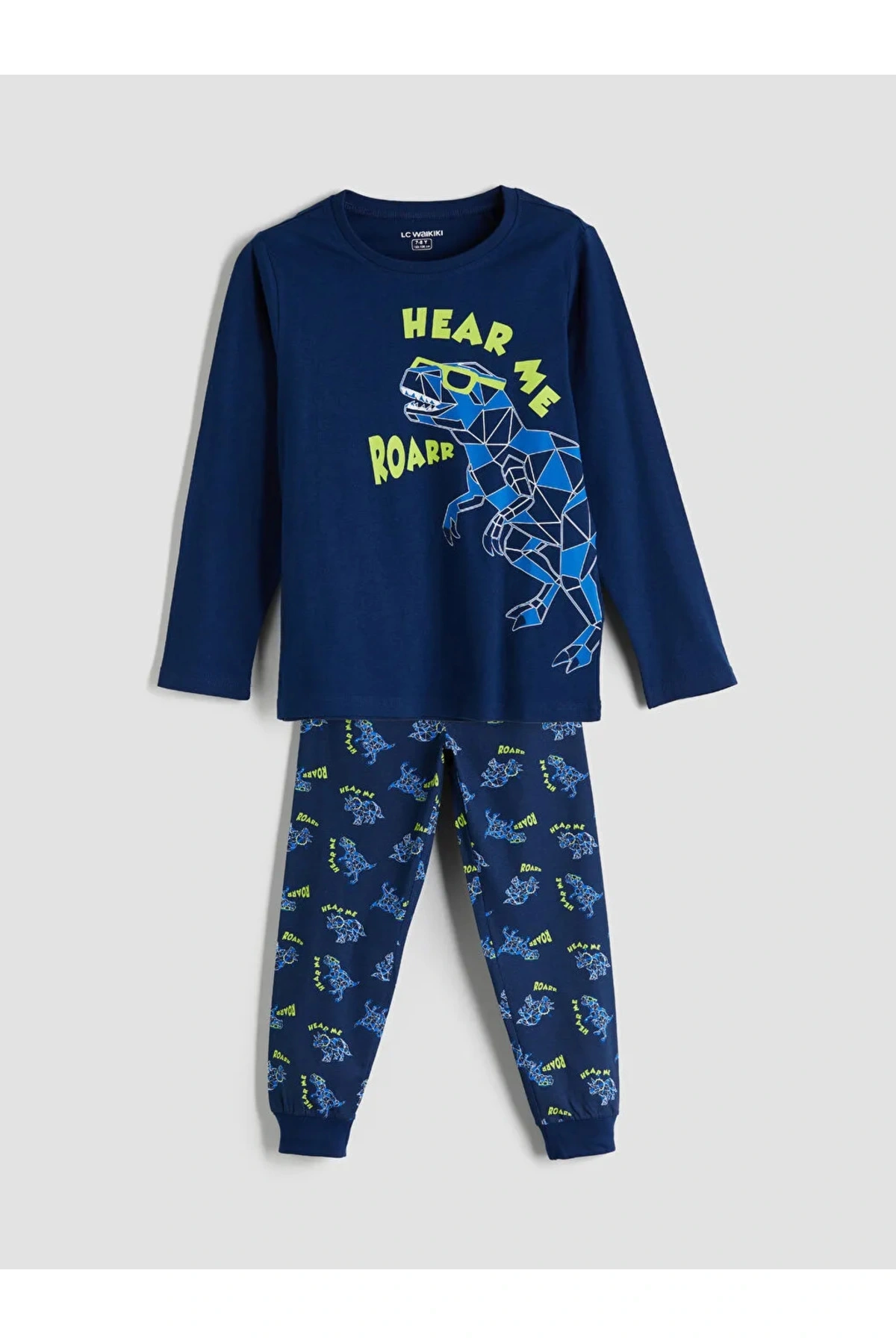 LCW Kids Lacivert Bisiklet Yaka Erkek Çocuk Pijama Takımı