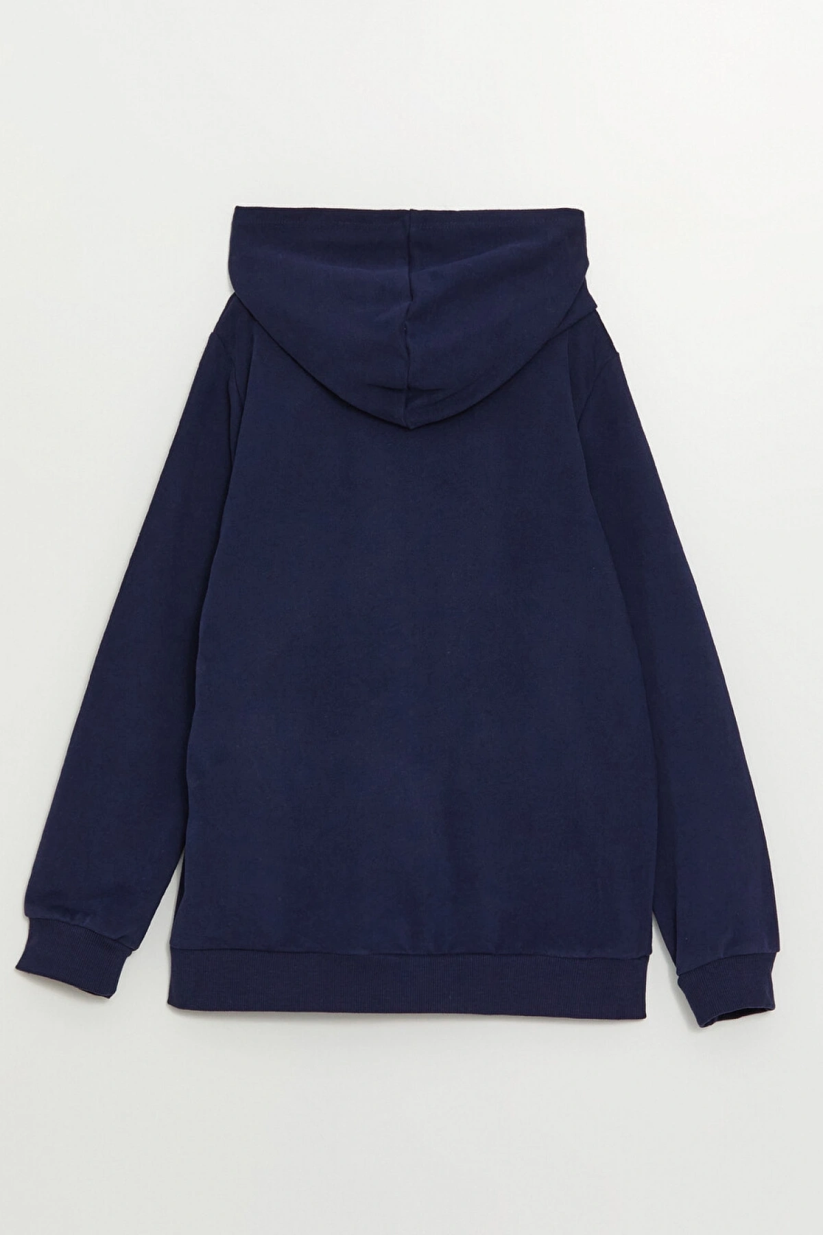 LCW Kids Lacivert Kapüşonlu Basic Uzun Kollu Kız Çocuk Fermuarlı Sweatshirt