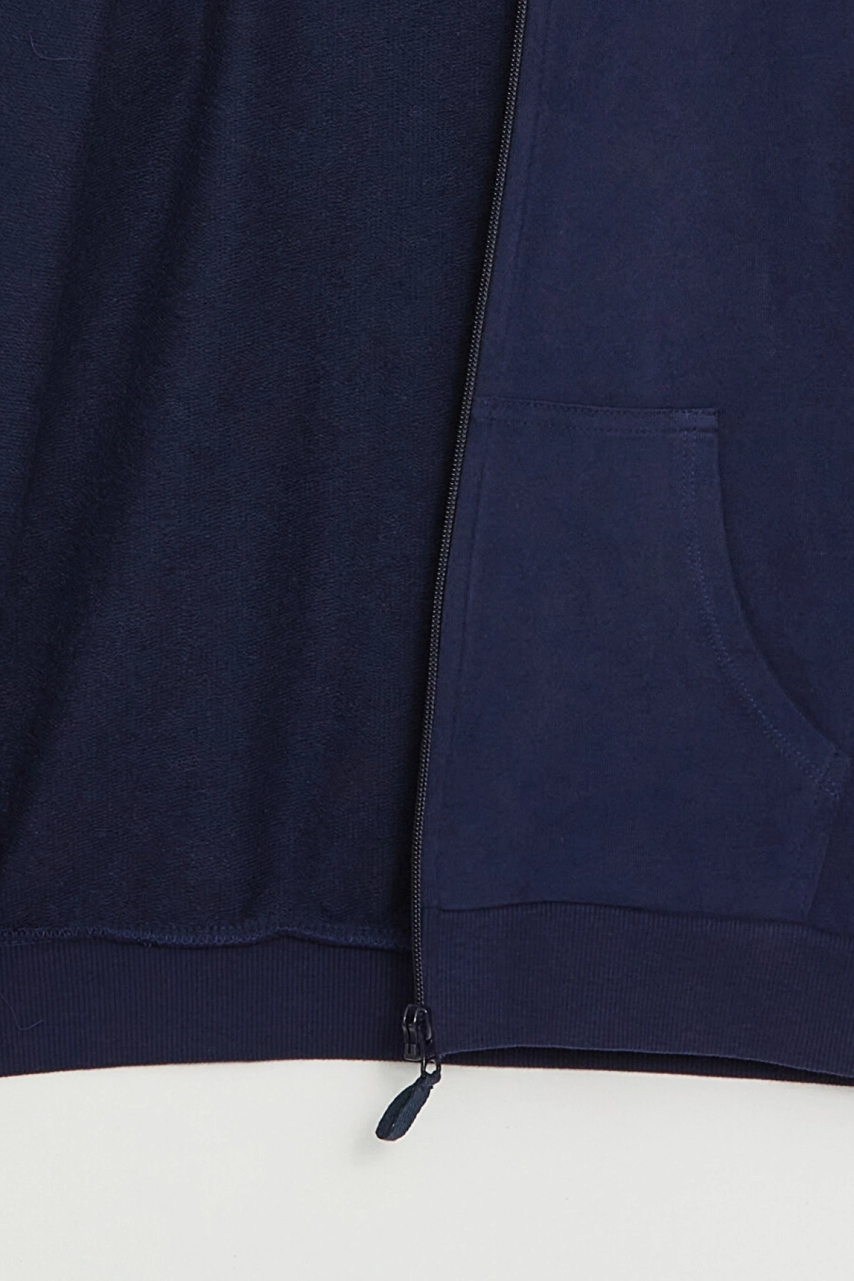 LCW Kids Lacivert Kapüşonlu Basic Uzun Kollu Kız Çocuk Fermuarlı Sweatshirt