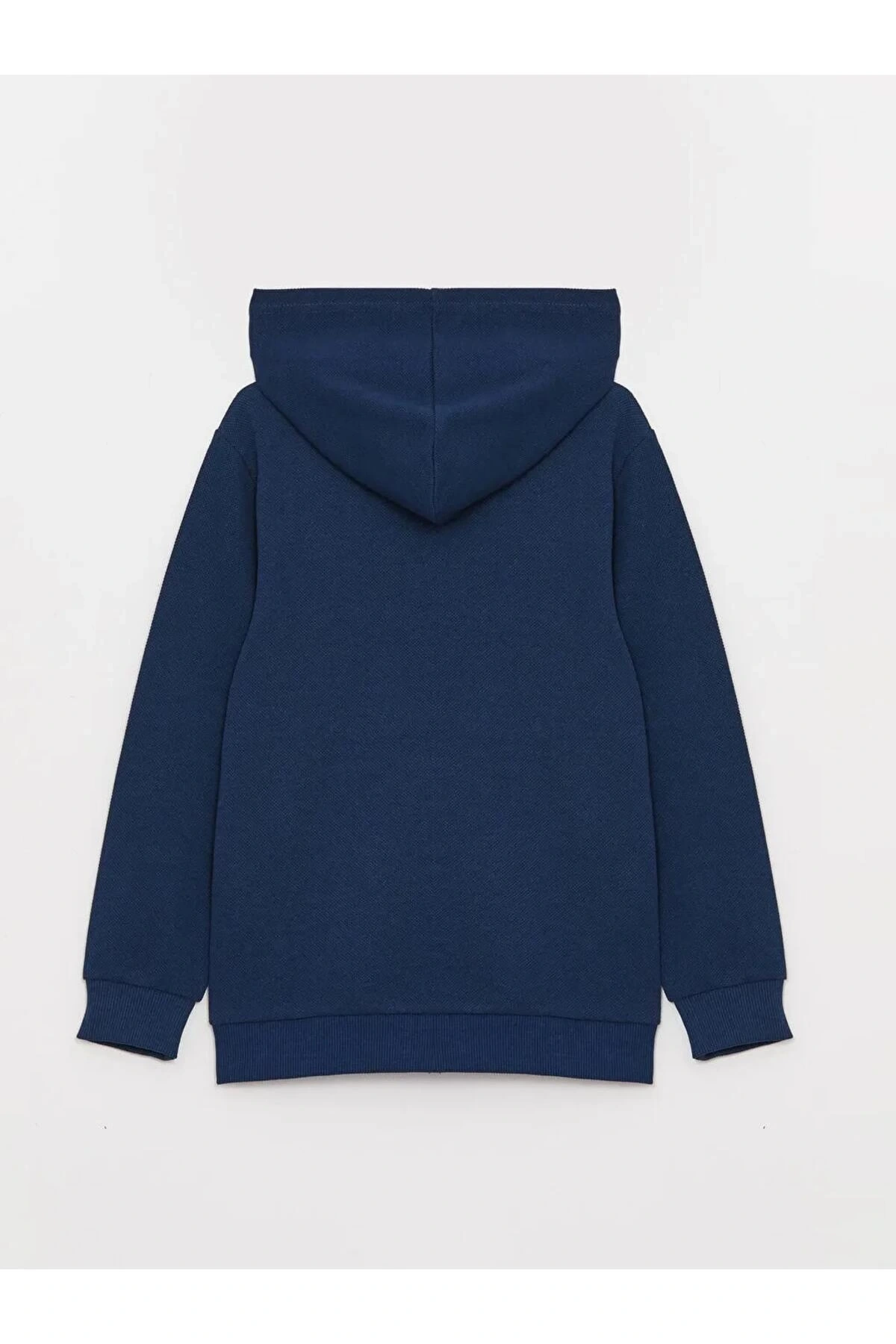 LCW Kids Lacivert Kapüşonlu Nakışlı Uzun Kollu Erkek Çocuk Fermuarlı Sweatshirt