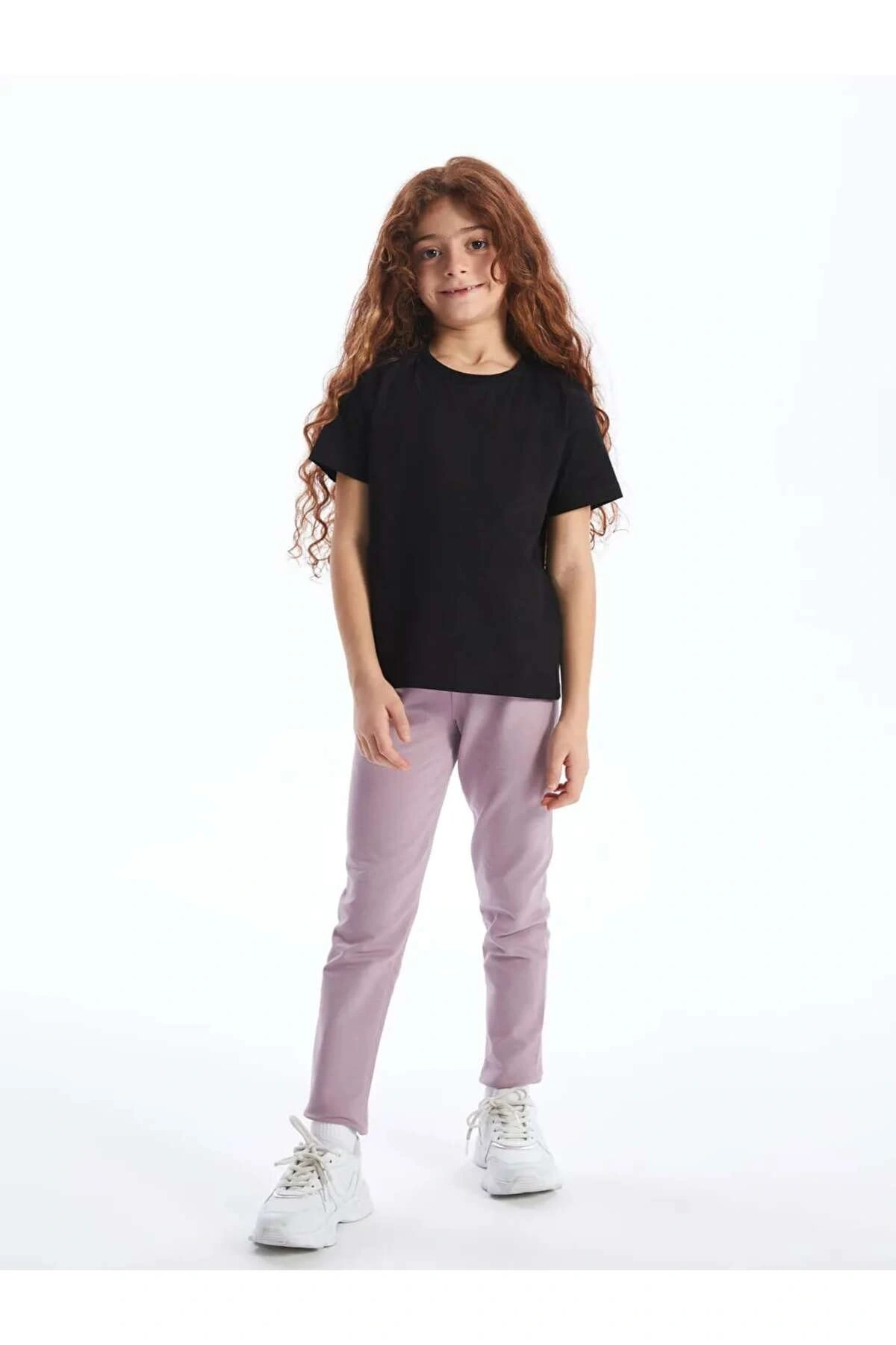 LCW Kids Lila Beli Lastikli Basic Kız Çocuk Uzun Tayt