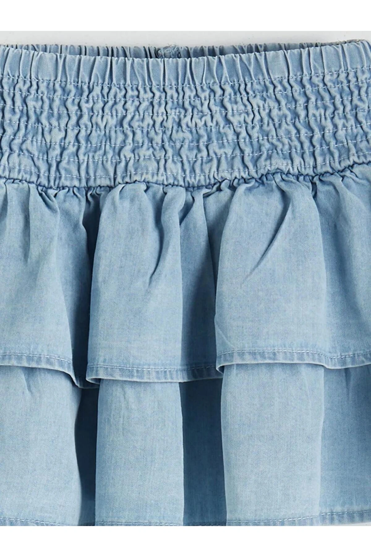 LCW Kids Mavi Beli Lastikli Kız Çocuk Jean Etek