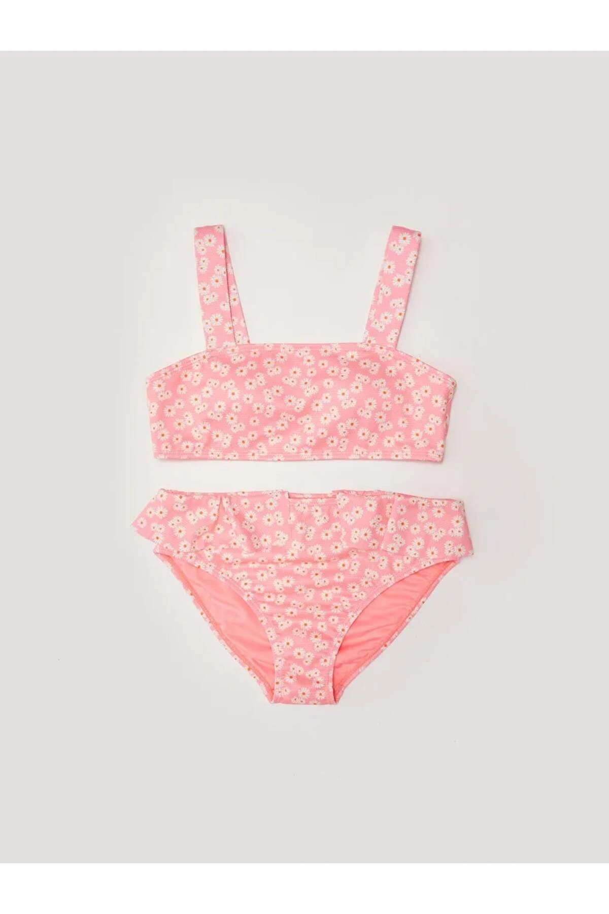 LCW Kids Mercan Esnek Kumaştan Baskılı Kız Çocuk Bikini