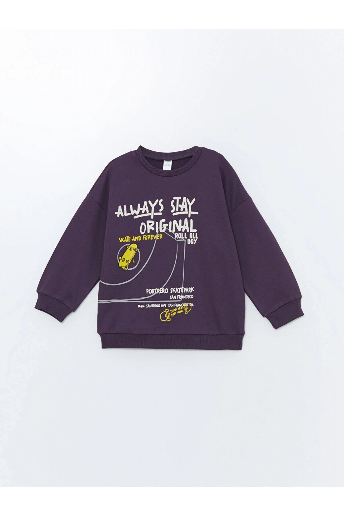 Lcw Kids Mor Bisiklet Yaka Uzun Kollu Baskılı Erkek Çocuk Sweatshirt
