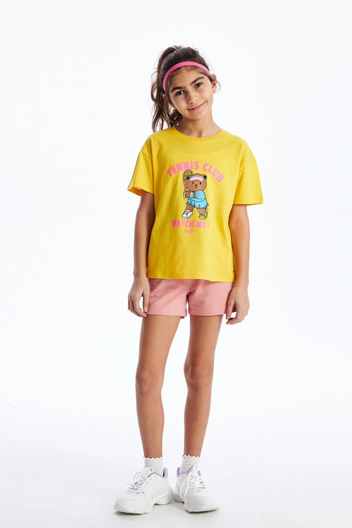 LCW Kids Pembe Beli Lastikli Basic Kız Çocuk Şort