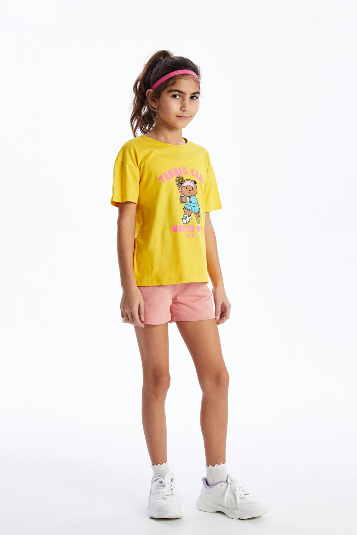 LCW Kids Pembe Beli Lastikli Basic Kız Çocuk Şort