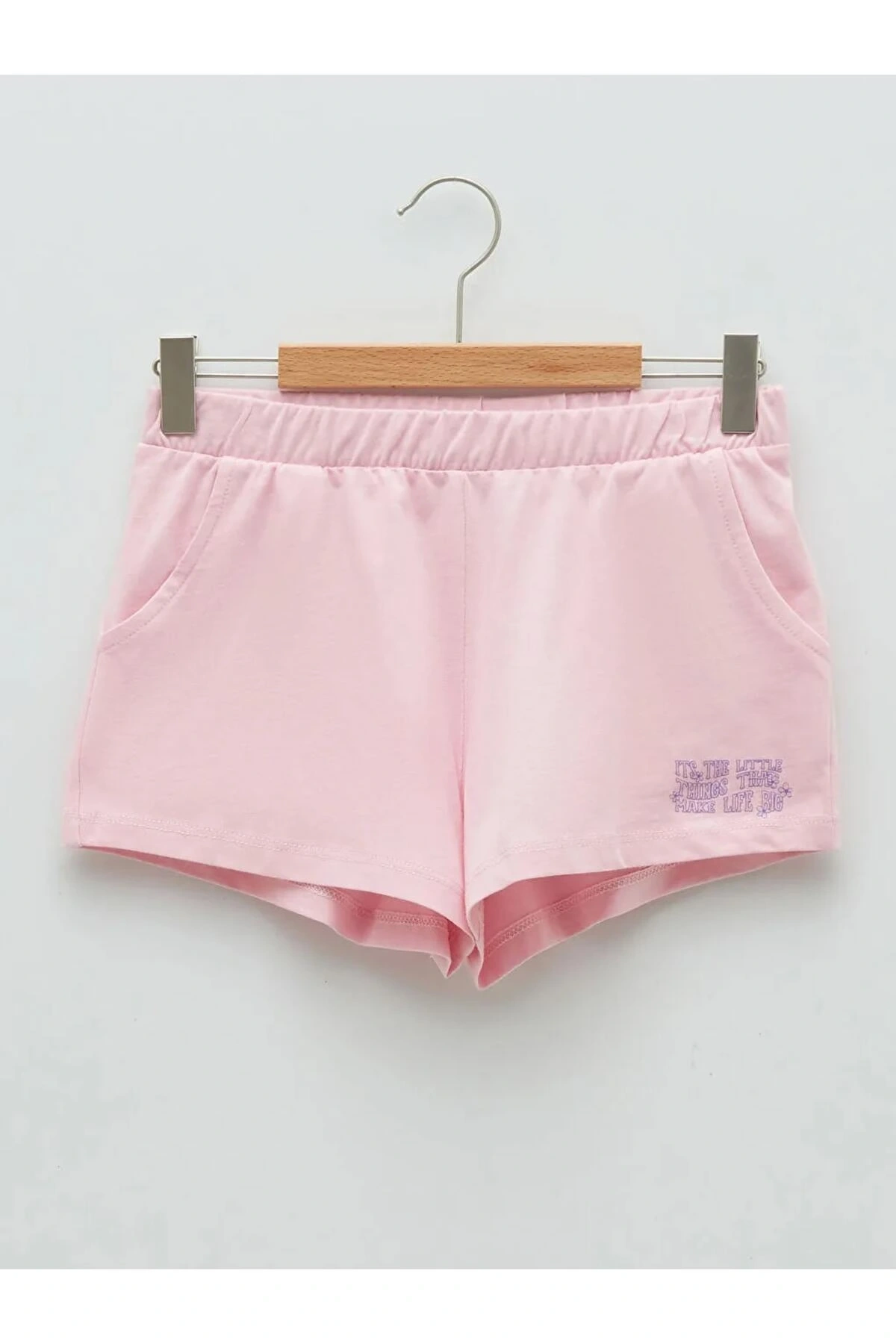 LCW Kids Pembe Beli Lastikli Baskılı Kız Çocuk Şort