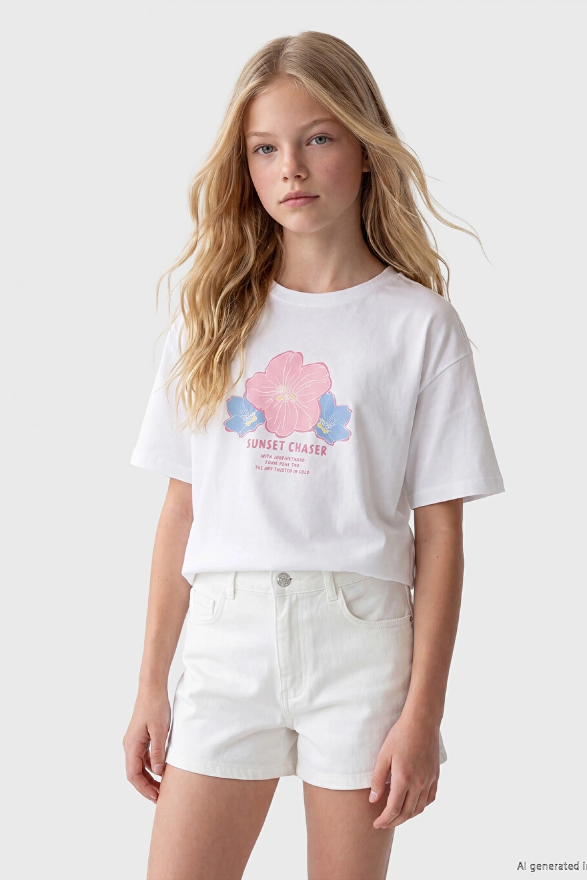 LCW Kids Pembe Bisiklet Yaka Baskılı Kız Çocuk Tişört 2li