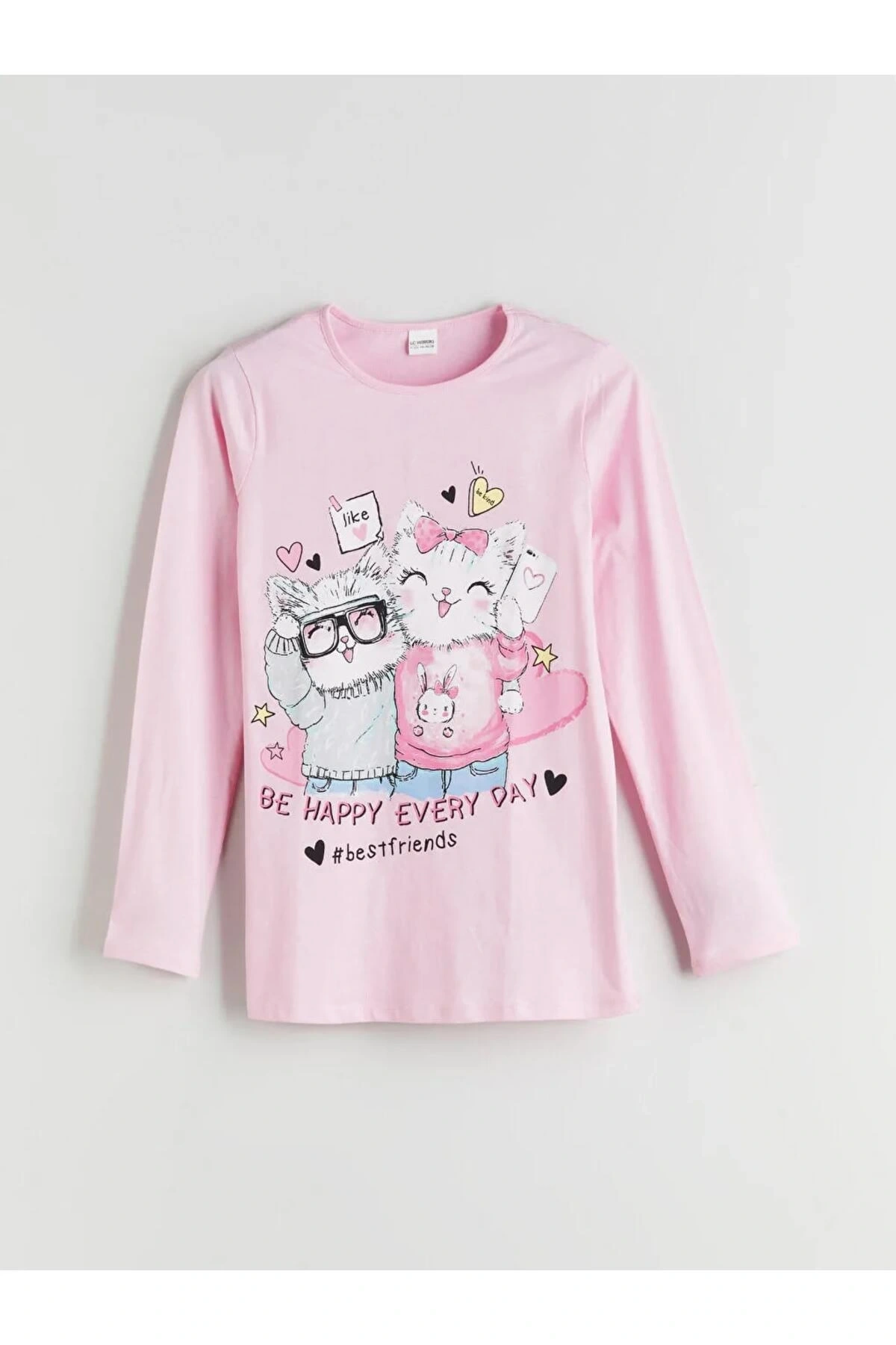 LCW Kids Pembe Bisiklet Yaka Kız Çocuk Pijama Takımı