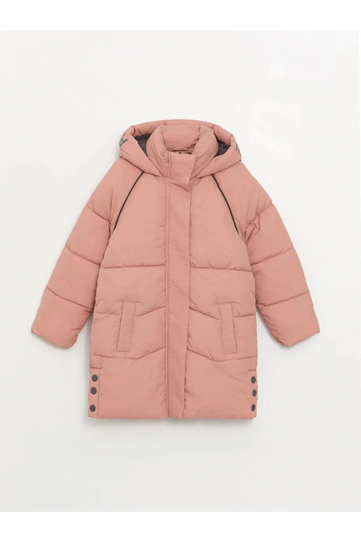LCW Kids Pembe Kapüşonlu Kız Çocuk Kaban
