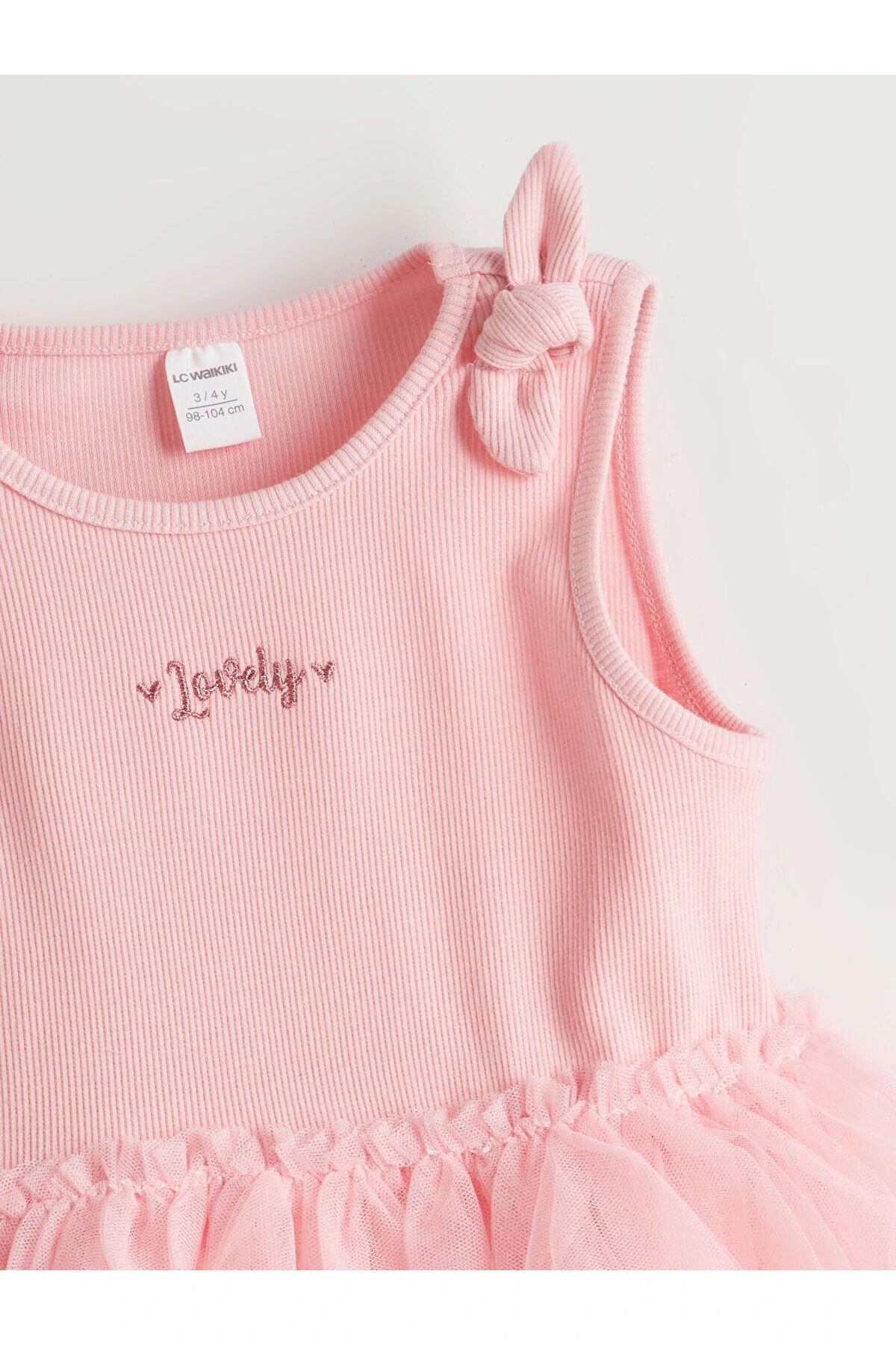 LCW Kids Pembe Nakışlı Kız Çocuk Kaşkorse Elbise