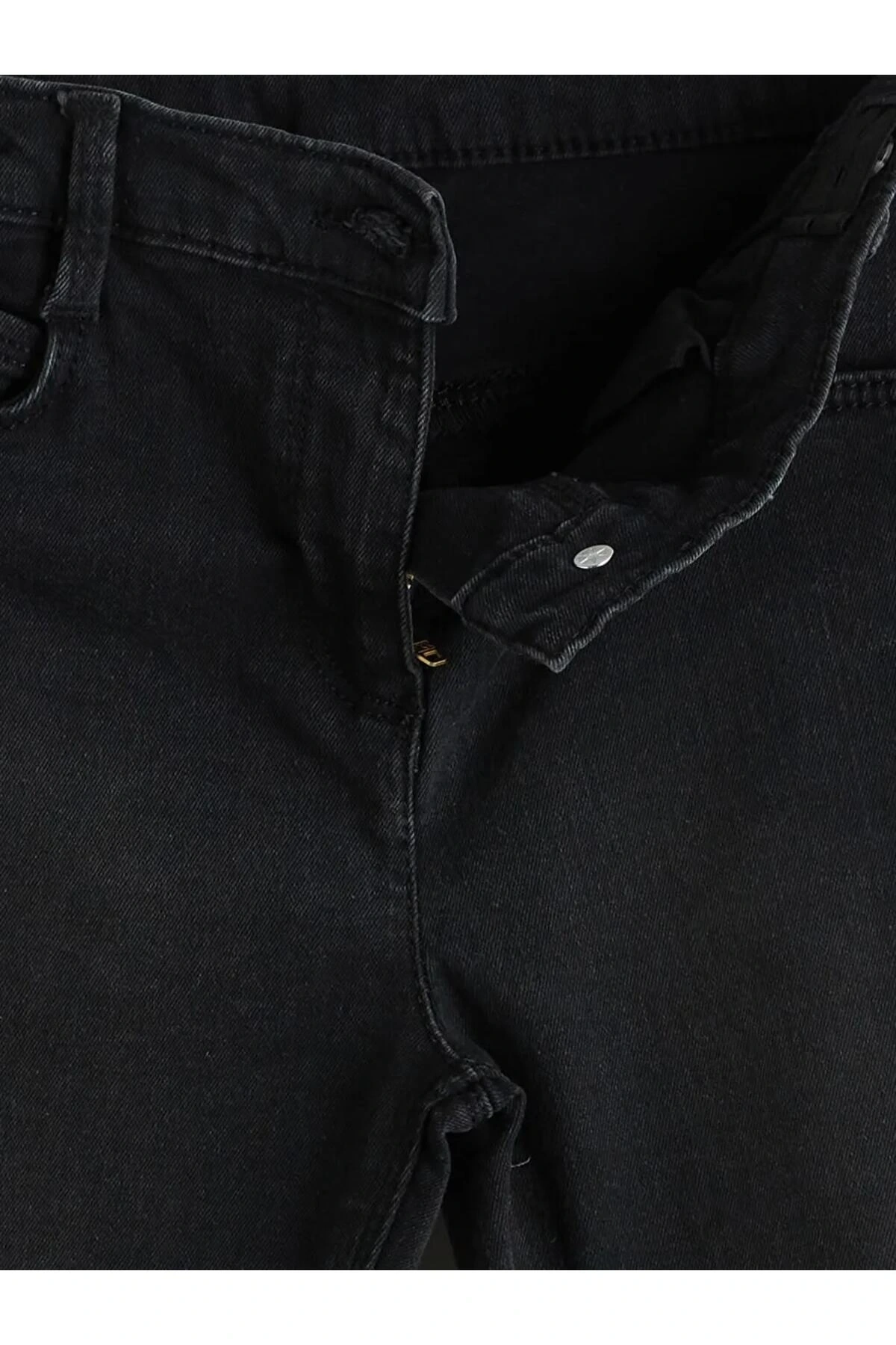 LCW Kids Siyah Beli Lastikli Kız Çocuk Skınny Jean Pantolon