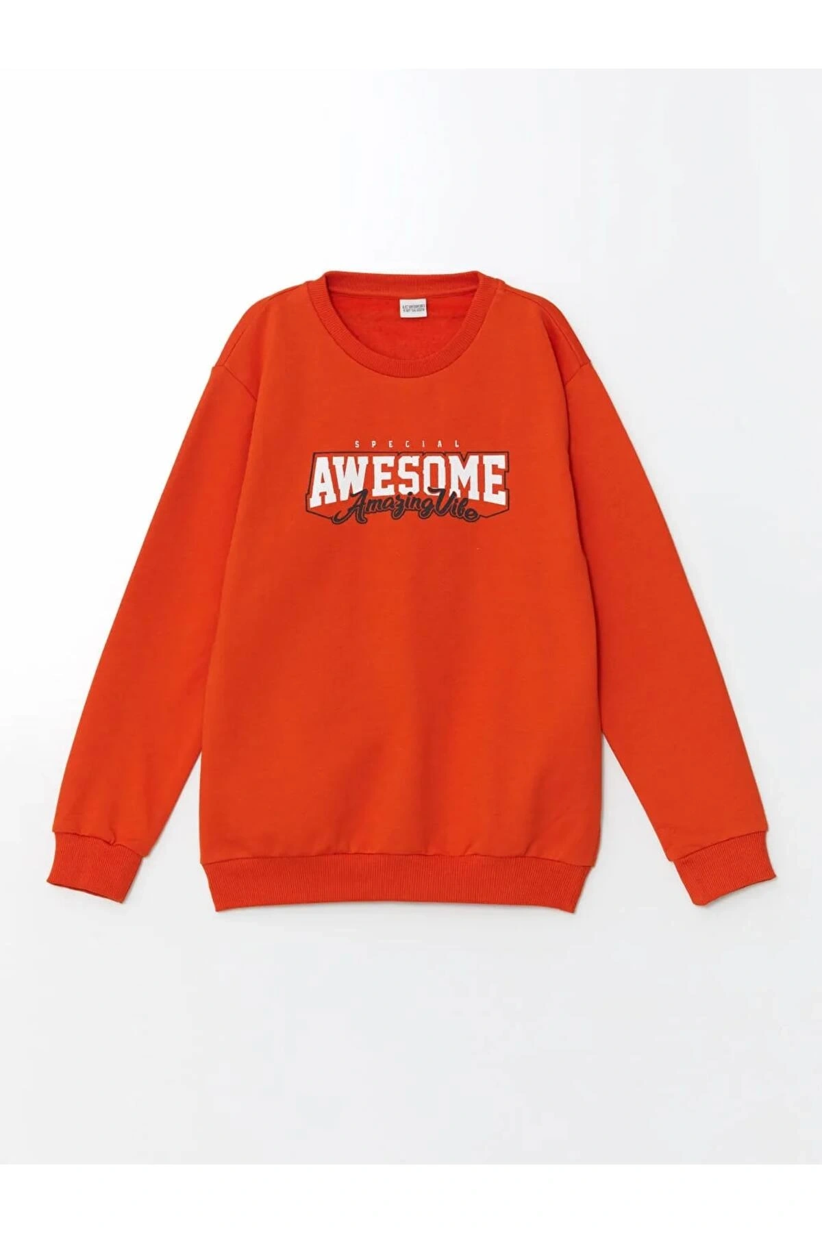 LCW Kids Turuncu Bisiklet Yaka Erkek Çocuk Sweatshirt