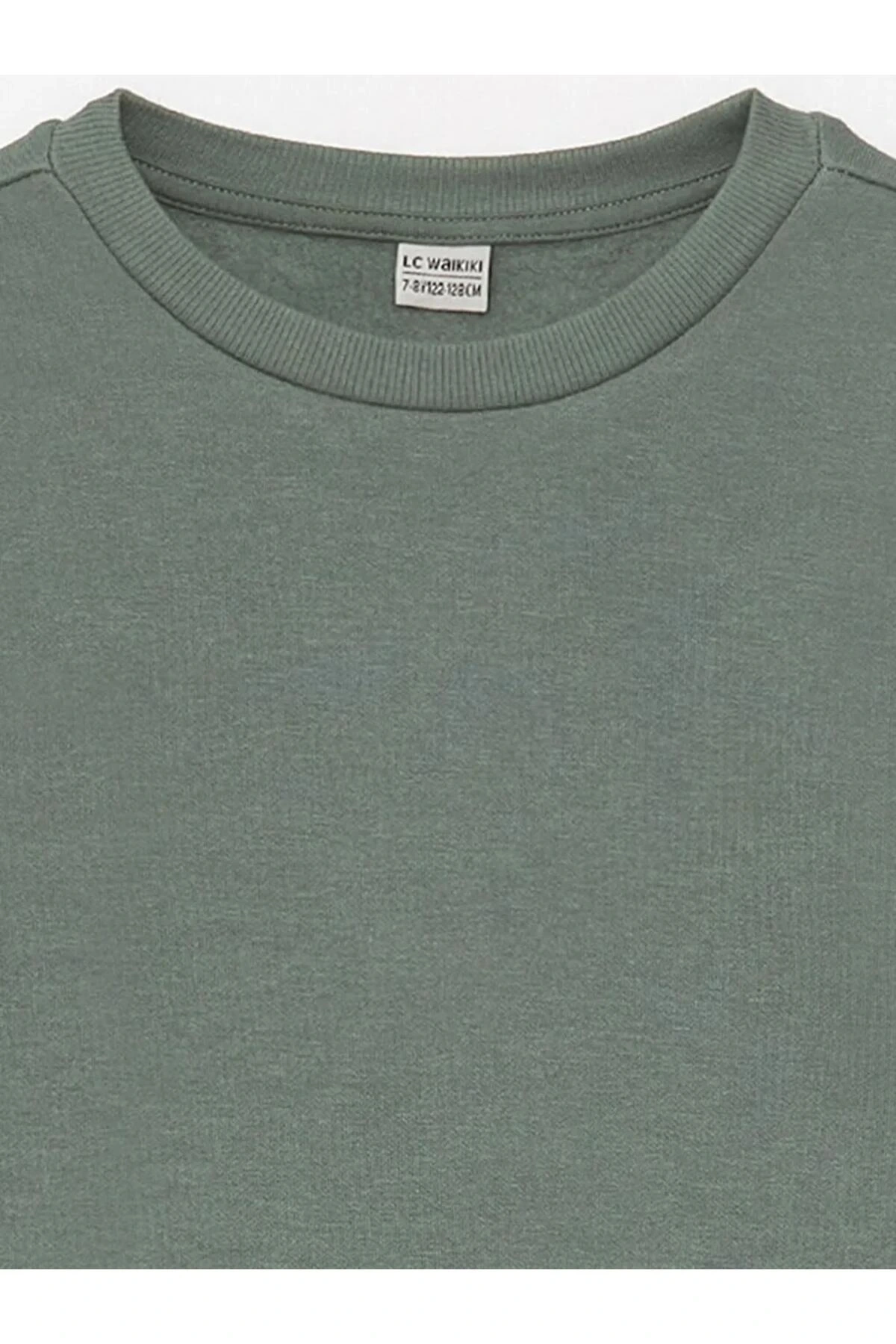 LCW Kids Yeşil Bisiklet Yaka Basic Uzun Kollu Kız Çocuk Sweatshirt