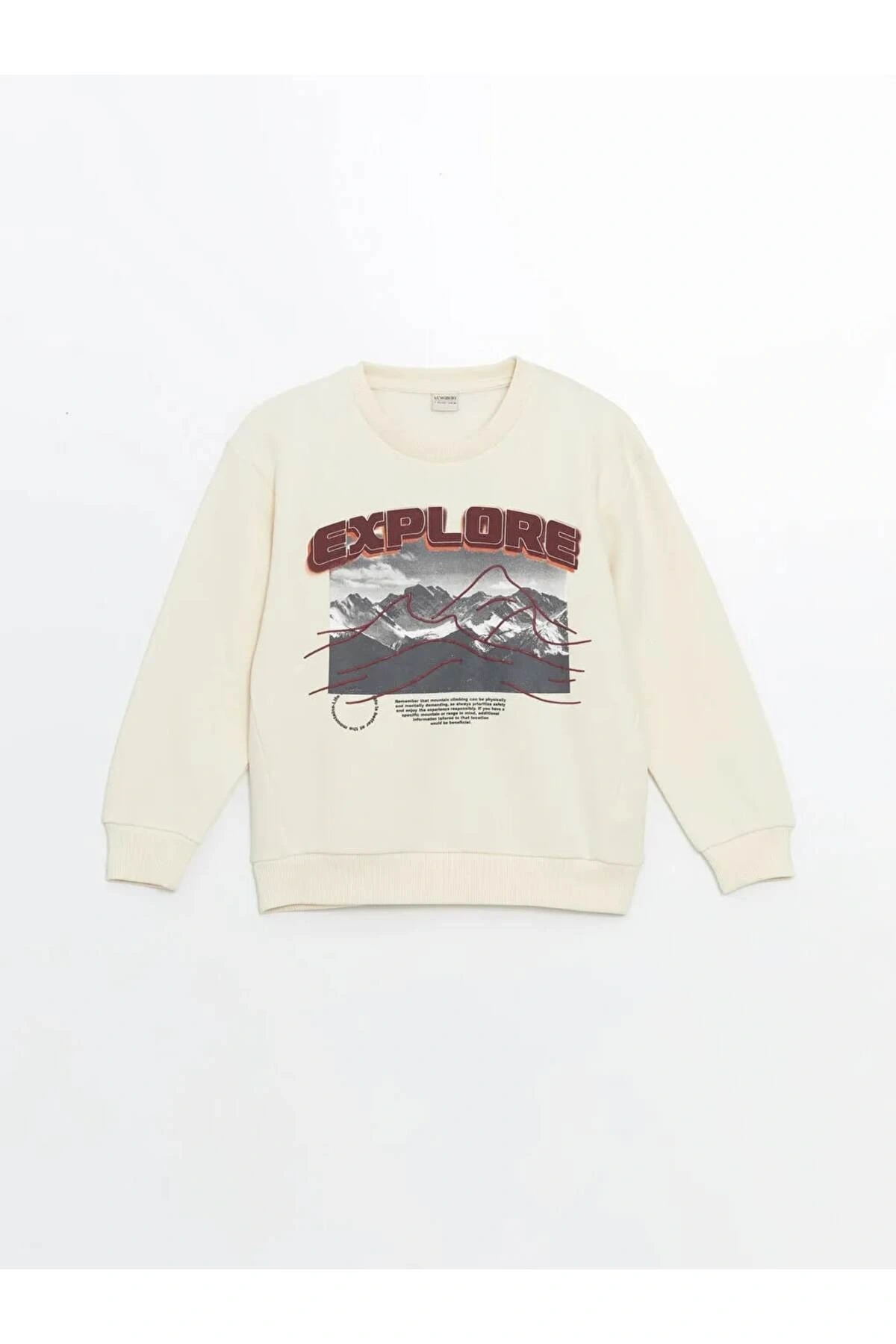 LCW KidsBej Bisiklet Yaka Erkek Çocuk Kalın Sweatshirt