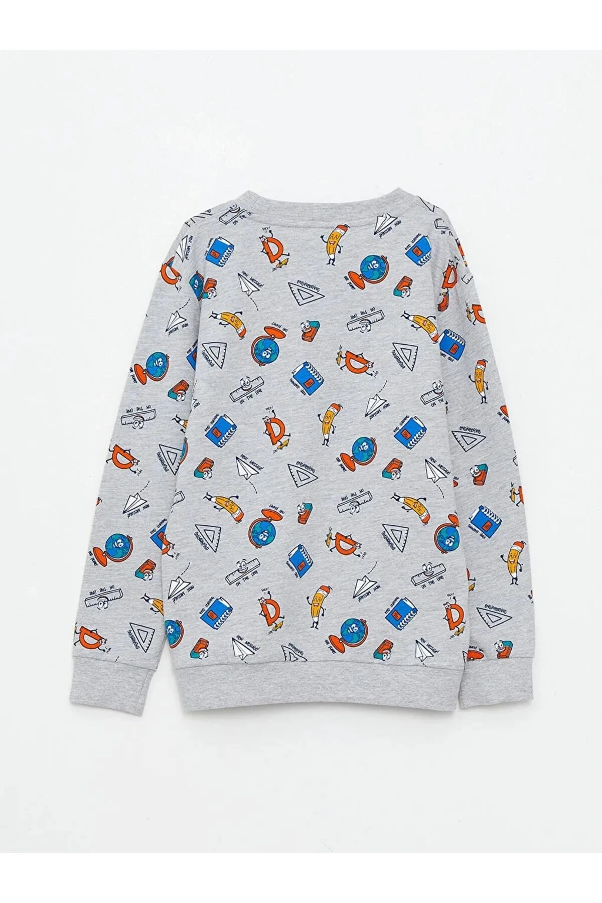 LCW KidsGri Bisiklet Yaka Baskılı Uzun Kollu Erkek Çocuk Sweatshirt