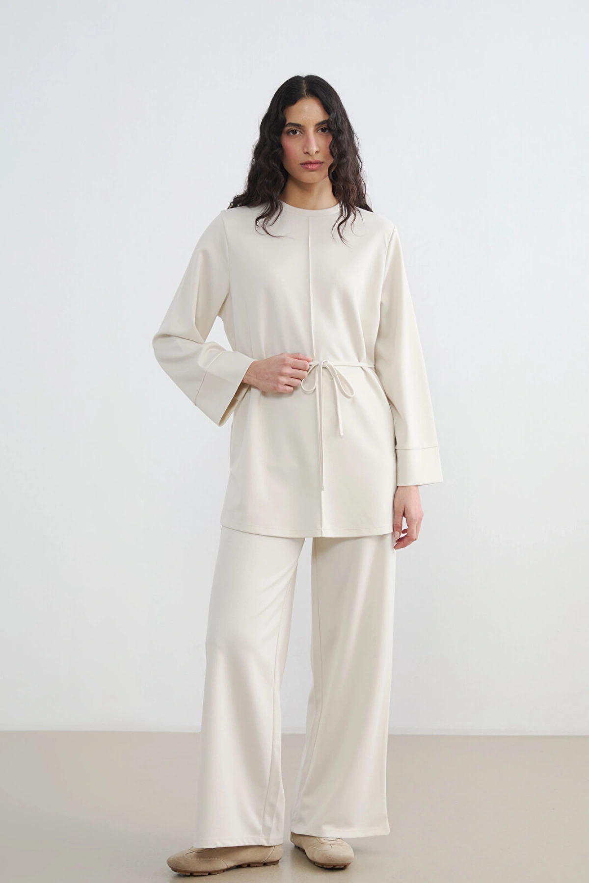 LCW Modest Bej Beli Lastikli Soft Touch Kadın Eşofman Altı